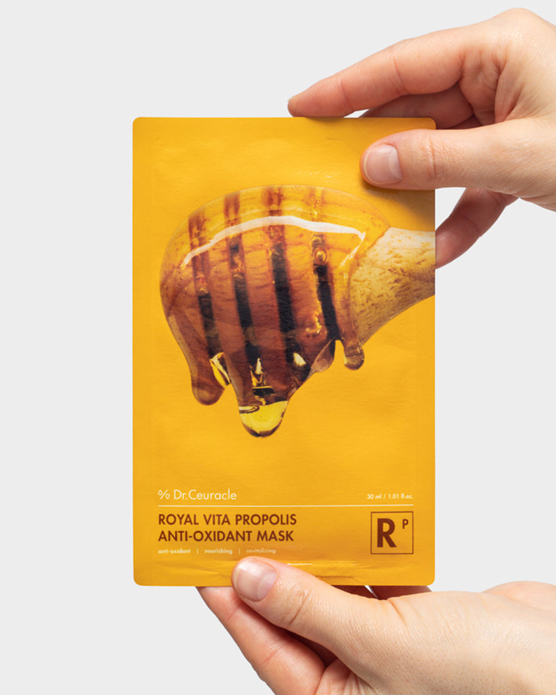 Dr. Ceuracle Royal Vita Propolis Antioxidant Mask - Hydrating & Brightening Face Mask for Glowing Skin - Perfect for Daily Skincare & Spa Nights