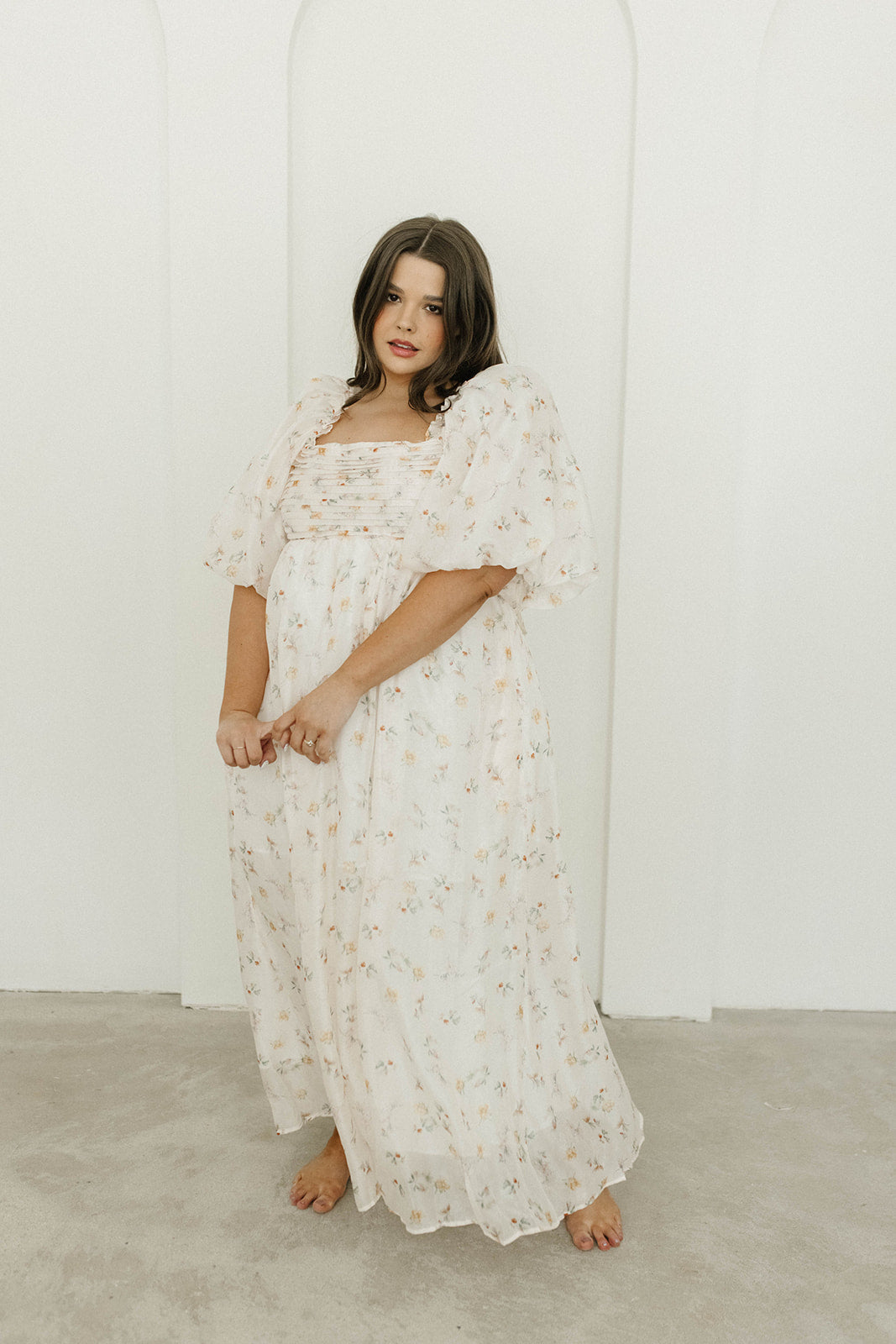Melody Maxi Dress with Pleats & Bow Detail - Yellow Rose Floral Print | Bump Friendly Maternity Dress | Inclusive Sizing S-3XL | Perfect for Weddings, Baby Showers & Summer Vacations