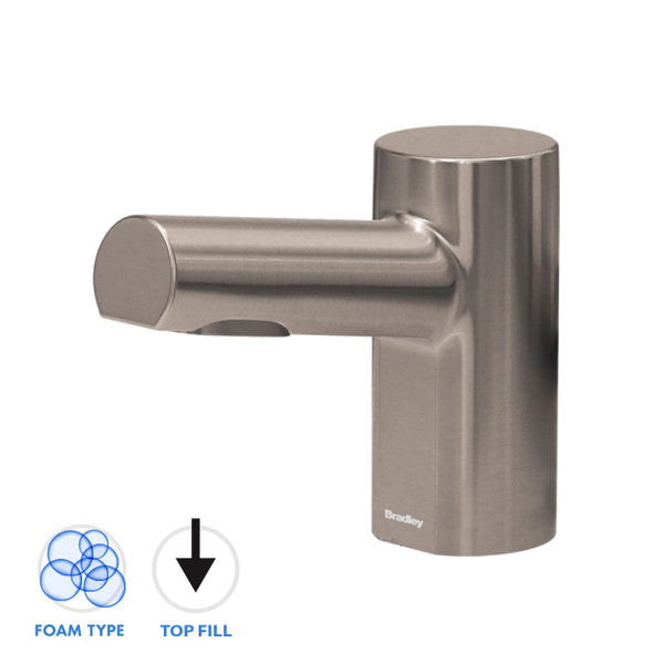 Bradley 3300 RLT Metro Series Top Fill Deck Mounted Soap Dispenser - Touchless Liquid Soap Dispenser for Kitchen, Bathroom & Commercial Use | Easy Refill & Modern Design