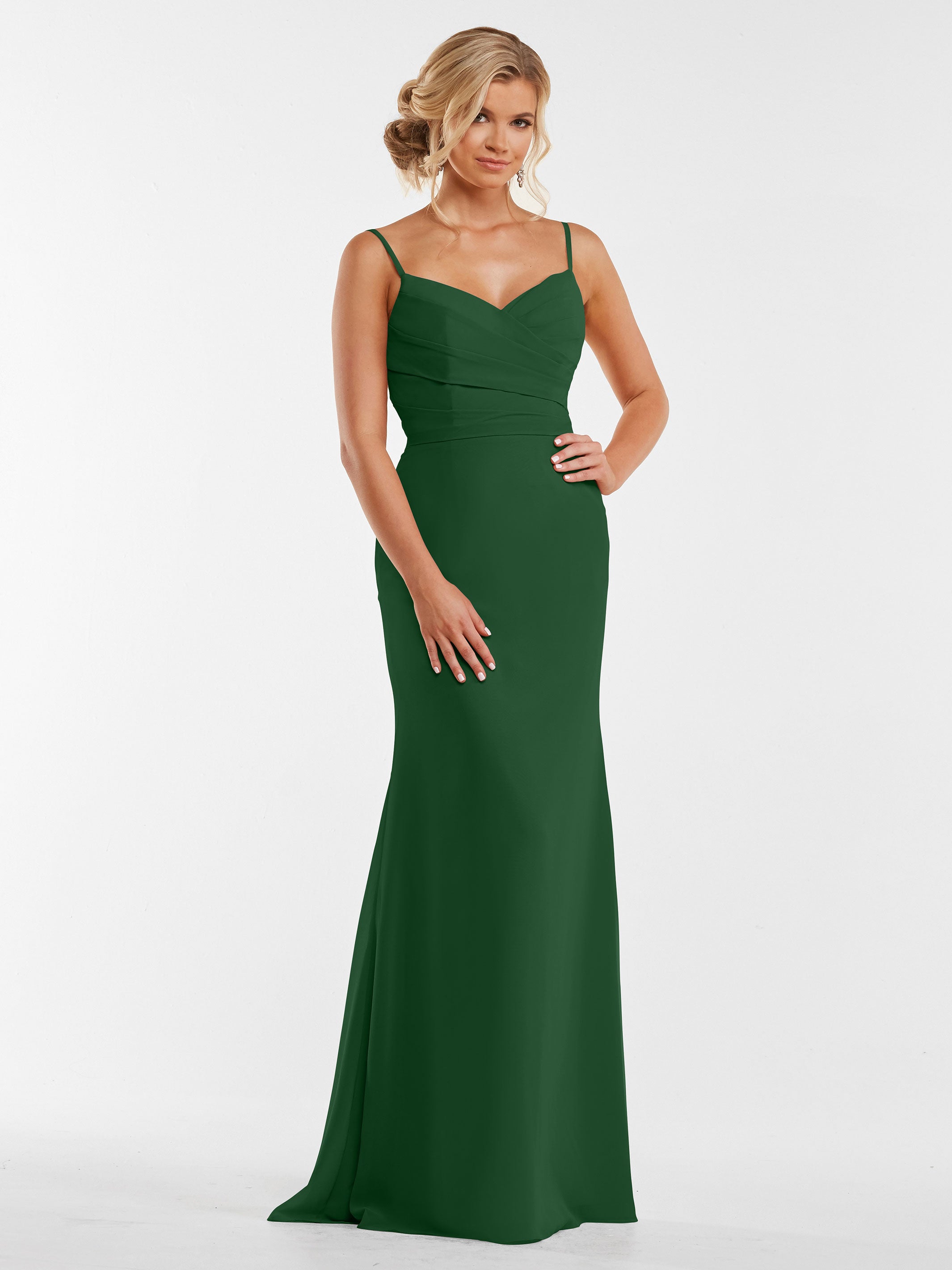 Elegant 80169 Chiffon Sheath Bridesmaid Dress with Pleated Bodice - Perfect for Weddings, Formal Events & Special Occasions