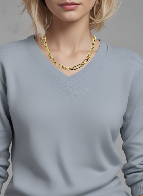 Jasmine Gold Chunky Paperclip Necklace - Trendy Layered Chain Jewelry for Women, Perfect for Casual Wear & Gift Giving
