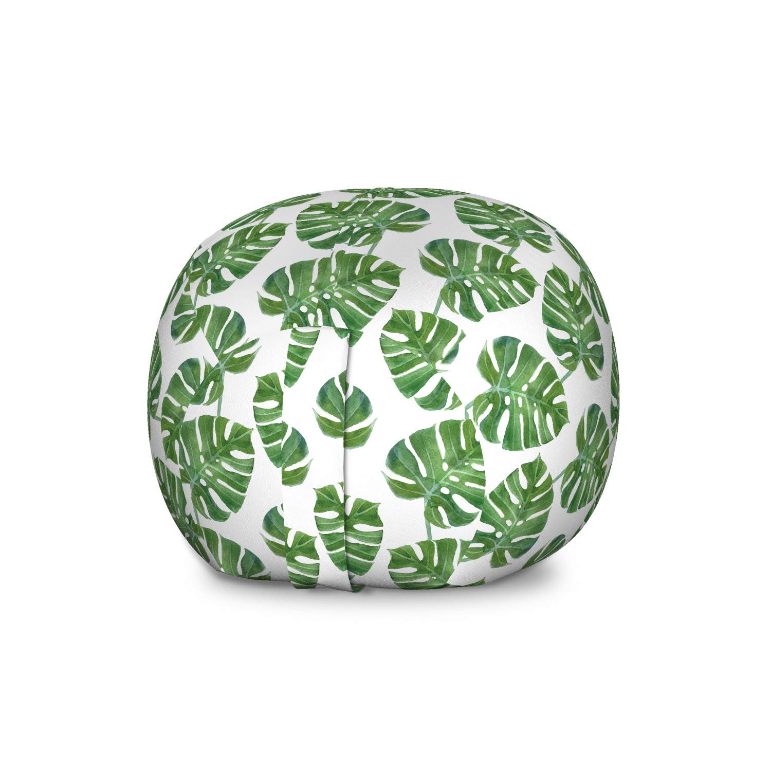 Ambesonne Jungle Leaves Storage Toy Bag Chair - Large Washable Peacock Green Stuffed Animal Organizer with Monstera Leaf Design | Perfect for Kids' Room, Nursery Storage & Pet Toy Organization