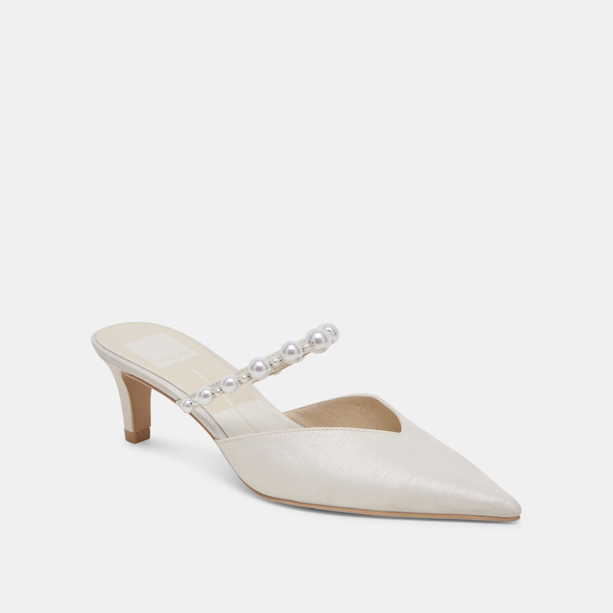 KANIKA Pearl Mid Heels - Vanilla Pearl Embellished Women's Dress Shoes for Weddings, Parties & Special Occasions