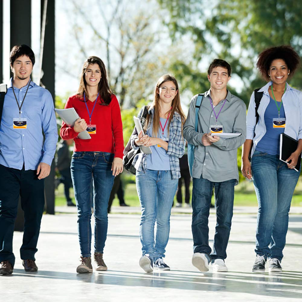 Premium Nylon Lanyards for ID Badges - 100 Pack (Navy Blue) - Ideal for Office, School & Events