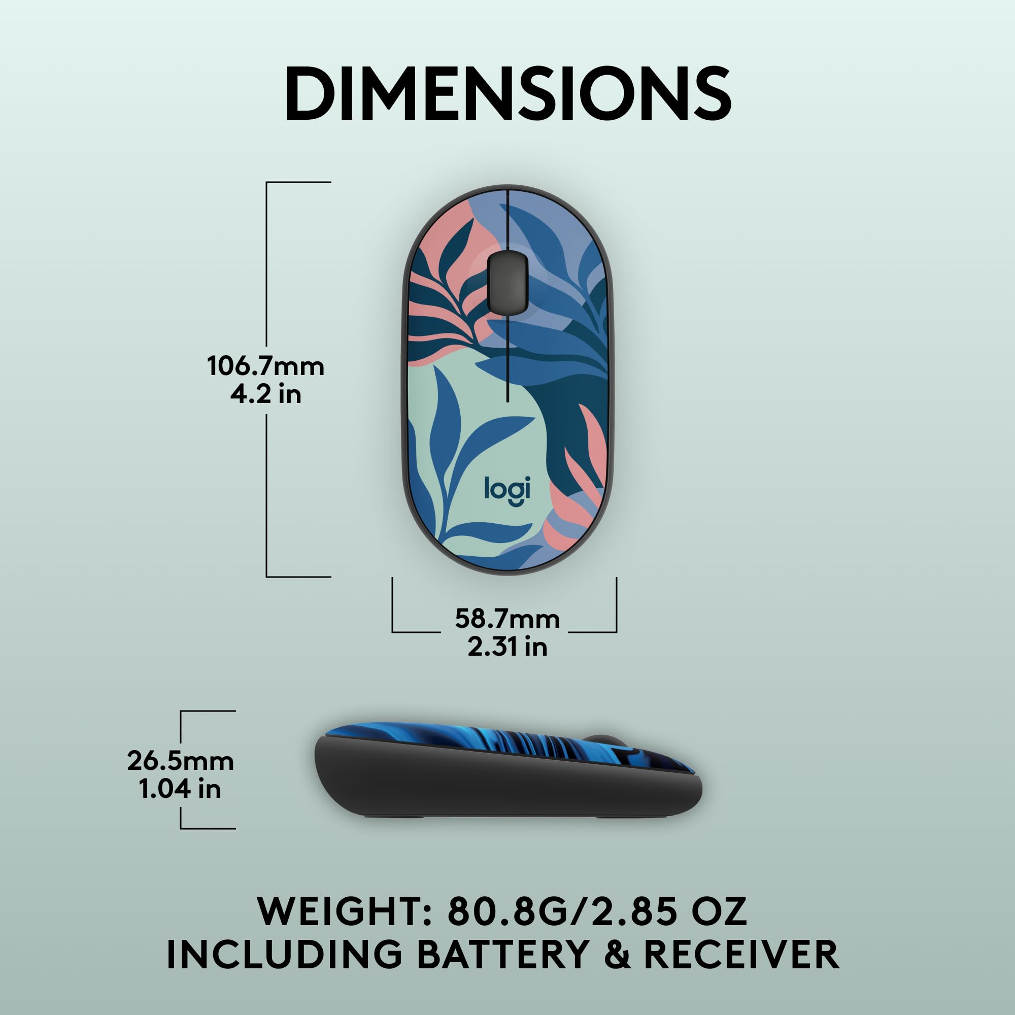 Logitech M340 Wireless Mouse with Silent Click - Limited Edition Floral Leaves Design, USB Receiver, Compatible with Laptop, PC, Windows, Chrome, Surface - Perfect for Office, Home & Travel Use
