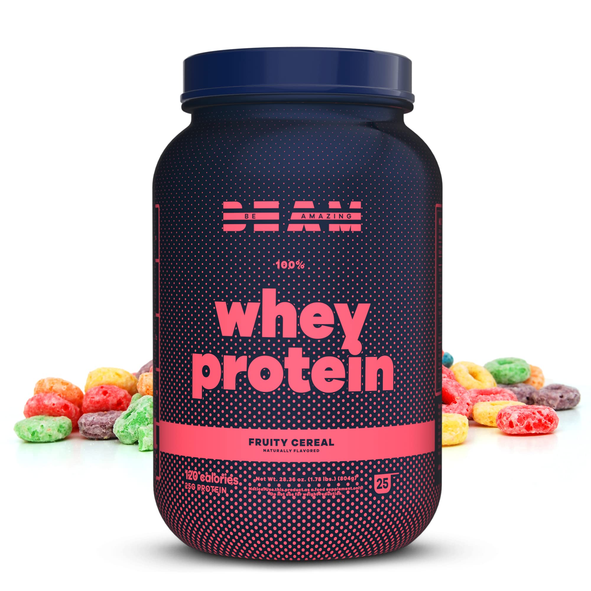 BEAM Be Amazing Whey Protein Isolate Powder - Soy & Gluten Free Muscle Growth Supplement with Digestive Enzymes | Post Workout Recovery Shake | Fruity Cereal Flavor, 25 Servings | Ideal for Gym, Fitness & Healthy Lifestyle