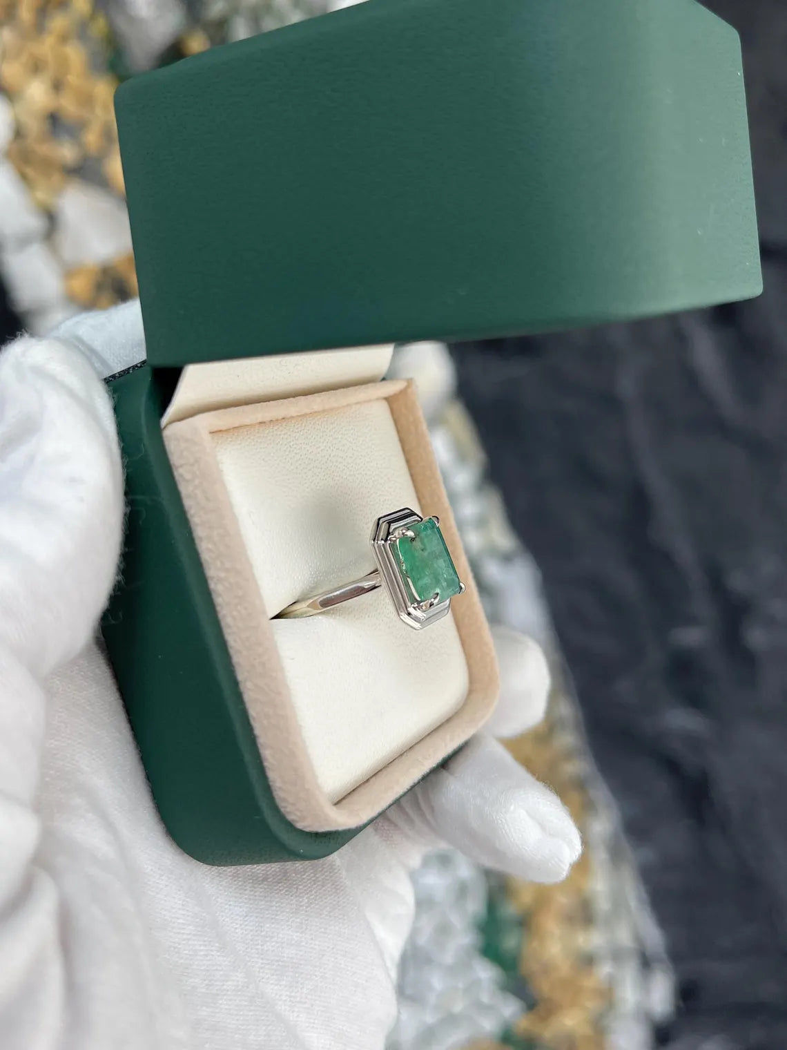 2.75ct Natural Emerald Solitaire Ring - Emerald Cut Engagement Ring for Women - Perfect for Weddings, Anniversaries & Special Occasions