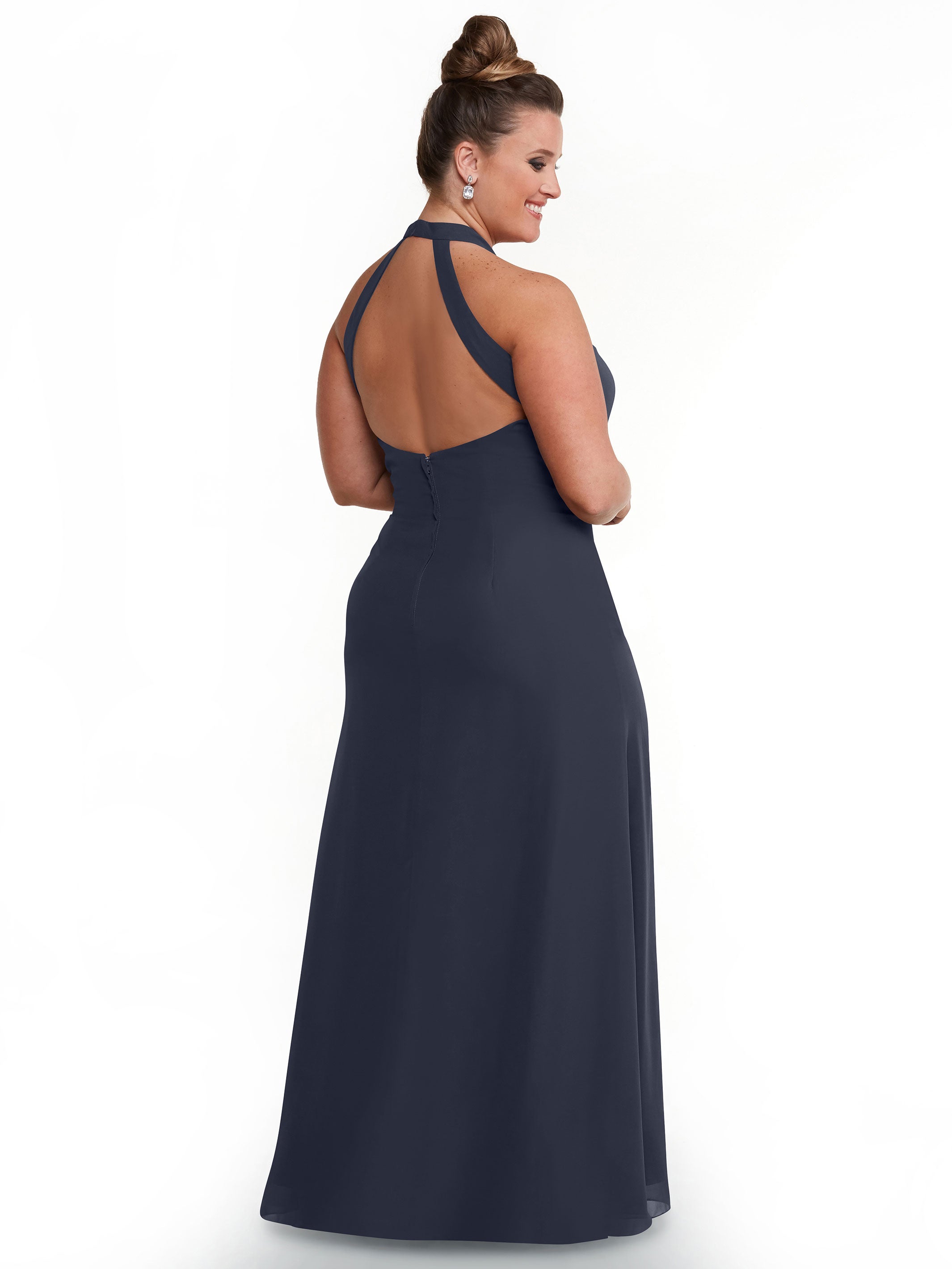 Elegant 80138 Chiffon A-Line Bridesmaid Dress with Keyhole Halter Neckline - Perfect for Weddings, Formal Events & Special Occasions