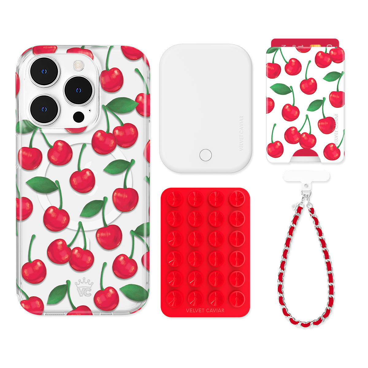 Premium Cherry Print iPhone Wallet Case - Slim Card Holder & Phone Cover for iPhone 13/14/15 Pro Max | Stylish & Functional Accessory for Everyday Use, Travel, and Shopping