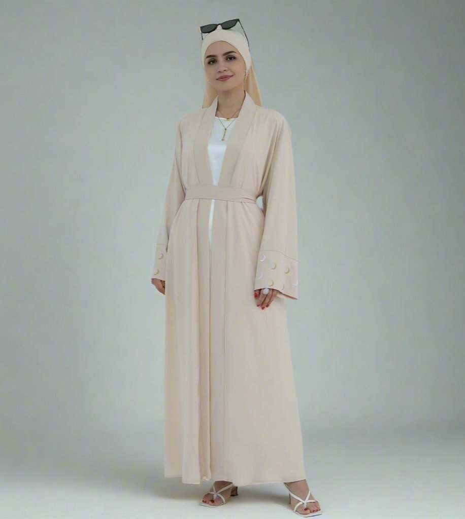 Elegant Muna Open Abaya Kimono - Lightweight Muslim Prayer Dress for Women - Perfect for Prayer, Home Wear & Special Occasions