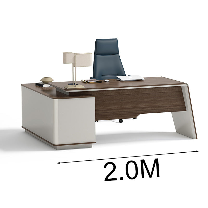 Premium ANDERS Executive Desk with Reversible Return - 2.0M Length in Hazelnut & Beige Finish | Modern Home Office Furniture for Professionals & Remote Workers