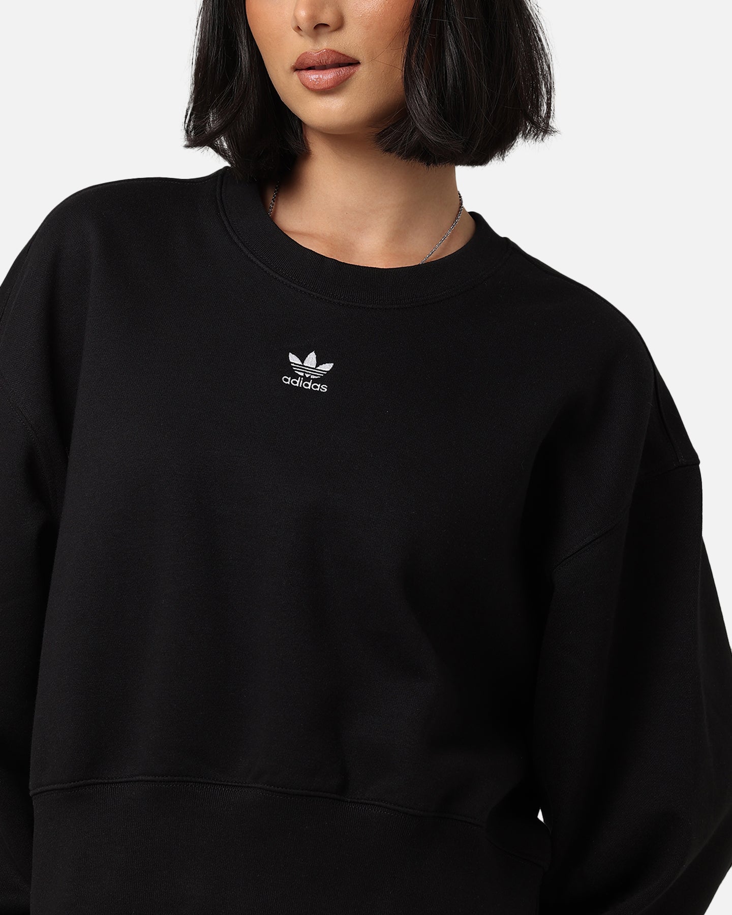Adidas Women's Essentials Crewneck Sweatshirt - Soft Cotton Pullover Sweater, Black - Perfect for Casual Wear, Gym & Lounge