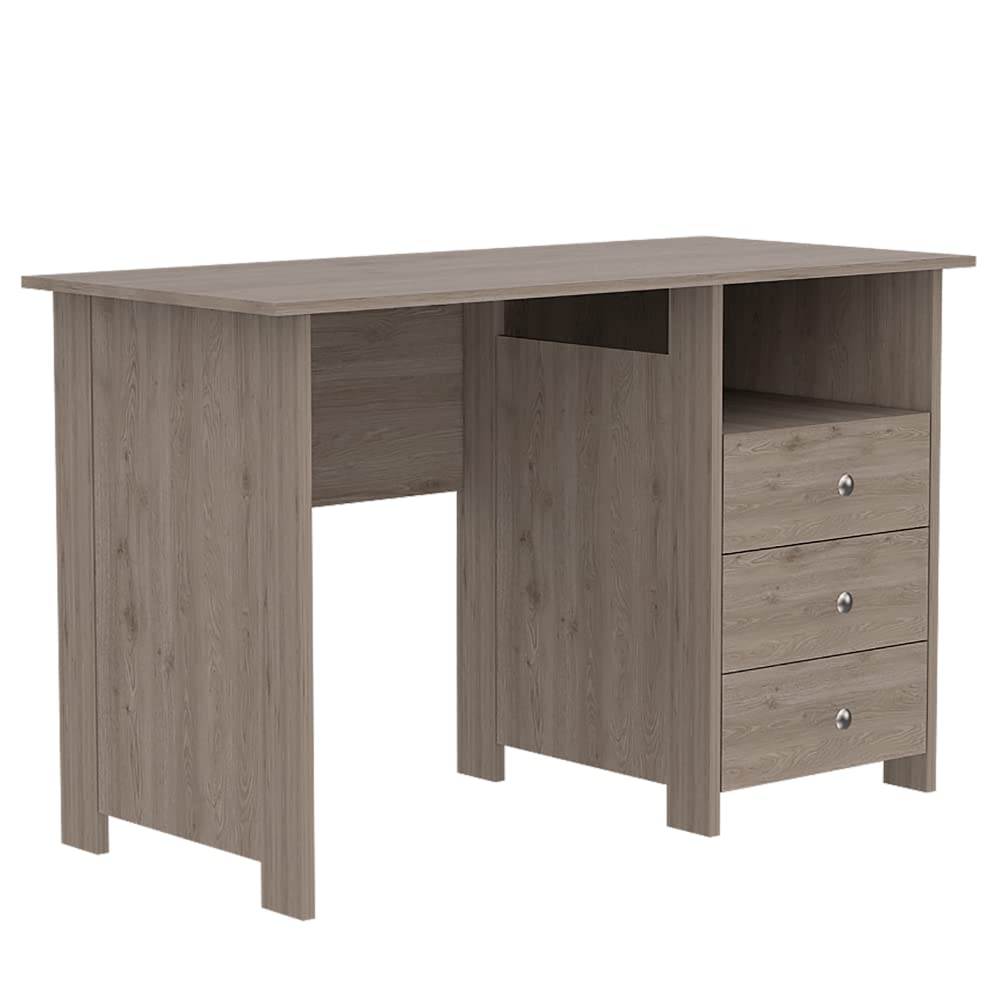 Modern Engineered Wood Ash Bianco Computer Desk - Home Office Workstation for Writing, Gaming & Study | Tuhome