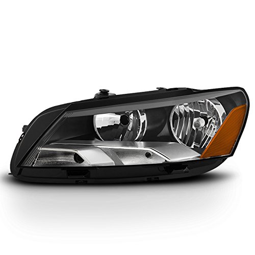 AKKON Replacement Left Driver Side Headlight Assembly for 2006-2010 Volkswagen Passat B6 - Compatible with Factory Halogen Type 12-15V - Perfect for Night Driving & Foggy Conditions