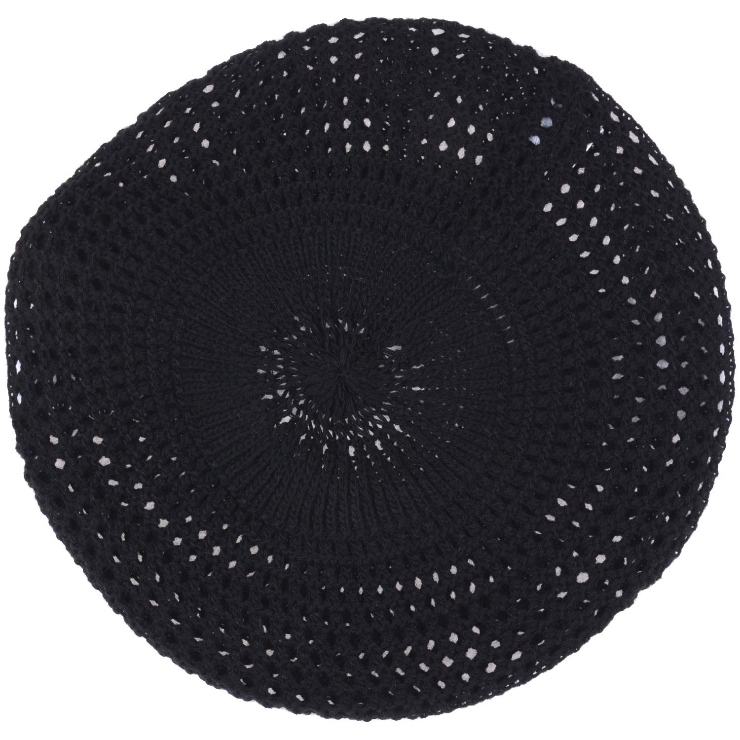 BYOS Women's Chic Cutout Open Net Knit Lightweight Slouchy Crochet Beret Hat - Stylish Winter Fashion Accessory for Casual Outfits & Holiday Parties