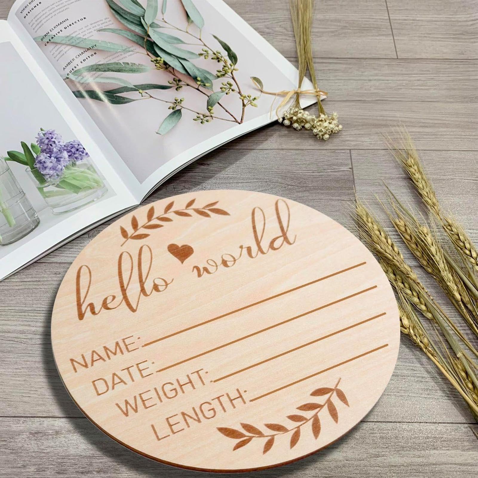 Shakven Wooden Baby Birth Announcement Sign - Unique Hospital Birth Sign & Cherished Baby Shower Keepsake | Perfect for Newborn Photo Props, Nursery Decor & Gender Reveal Gifts