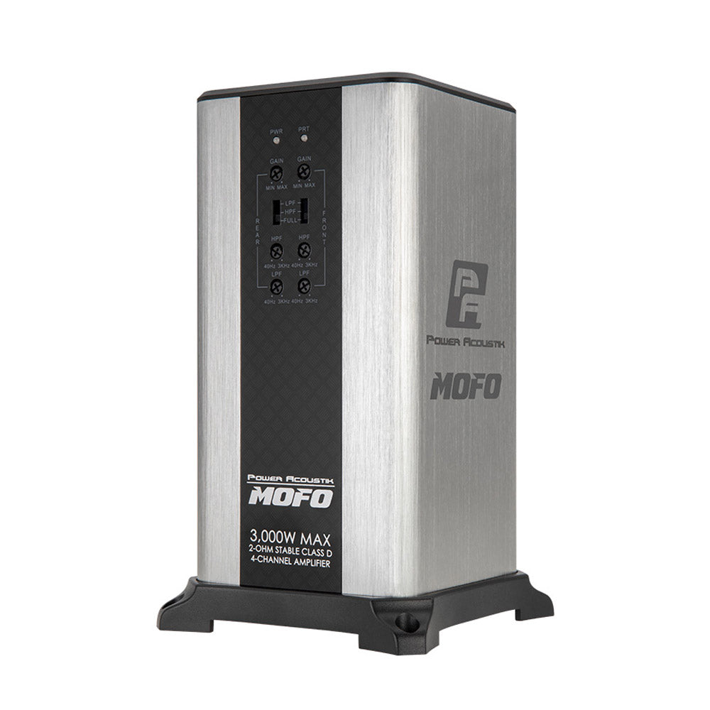 Power Acoustik MOFO4 3KD MOFO Series 4 Channel Class D Car Amplifier - High Power Audio for Car Stereo Systems & Bass Boost