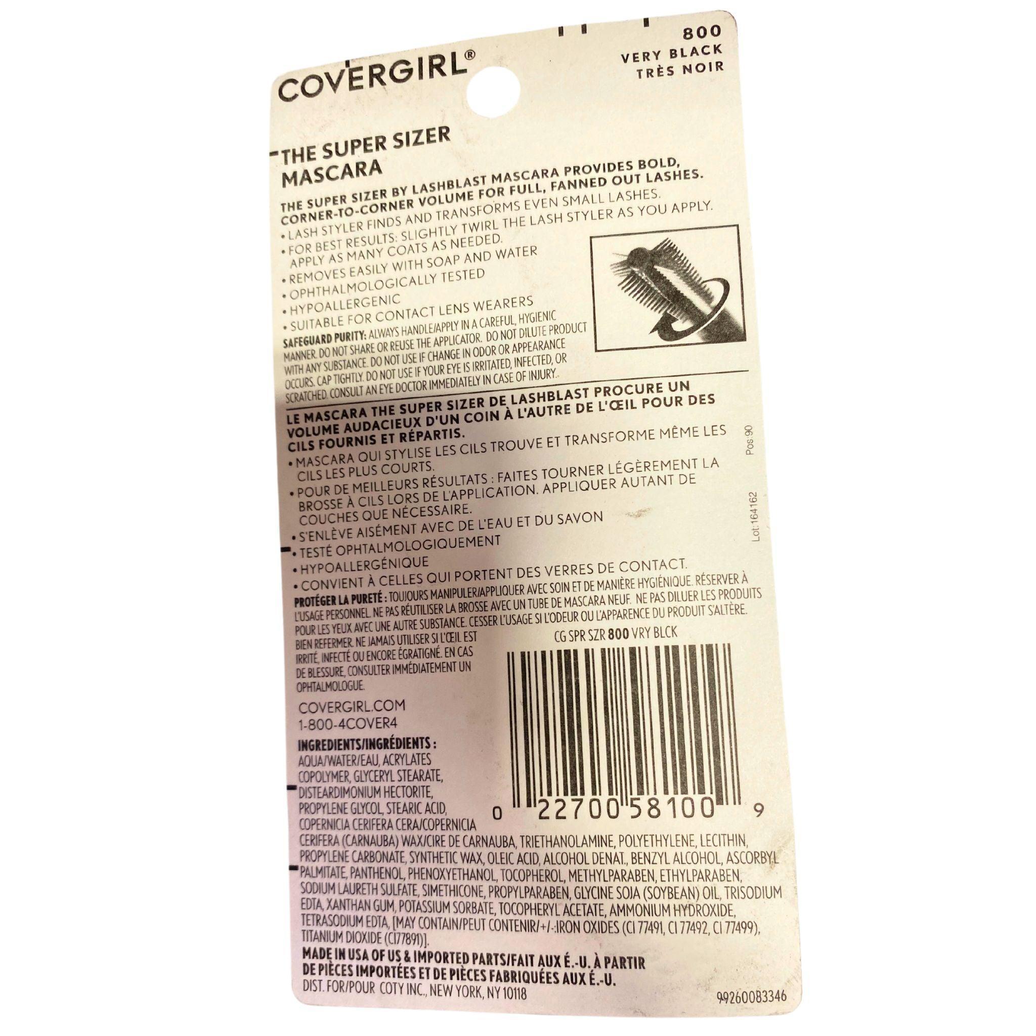 Covergirl The Super Sizer Mascara 0.4OZ (72 Pcs Bulk) - Volumizing & Lengthening Mascara for Dramatic Lashes - Perfect for Daily Use, Special Occasions & Professional Makeup Artists