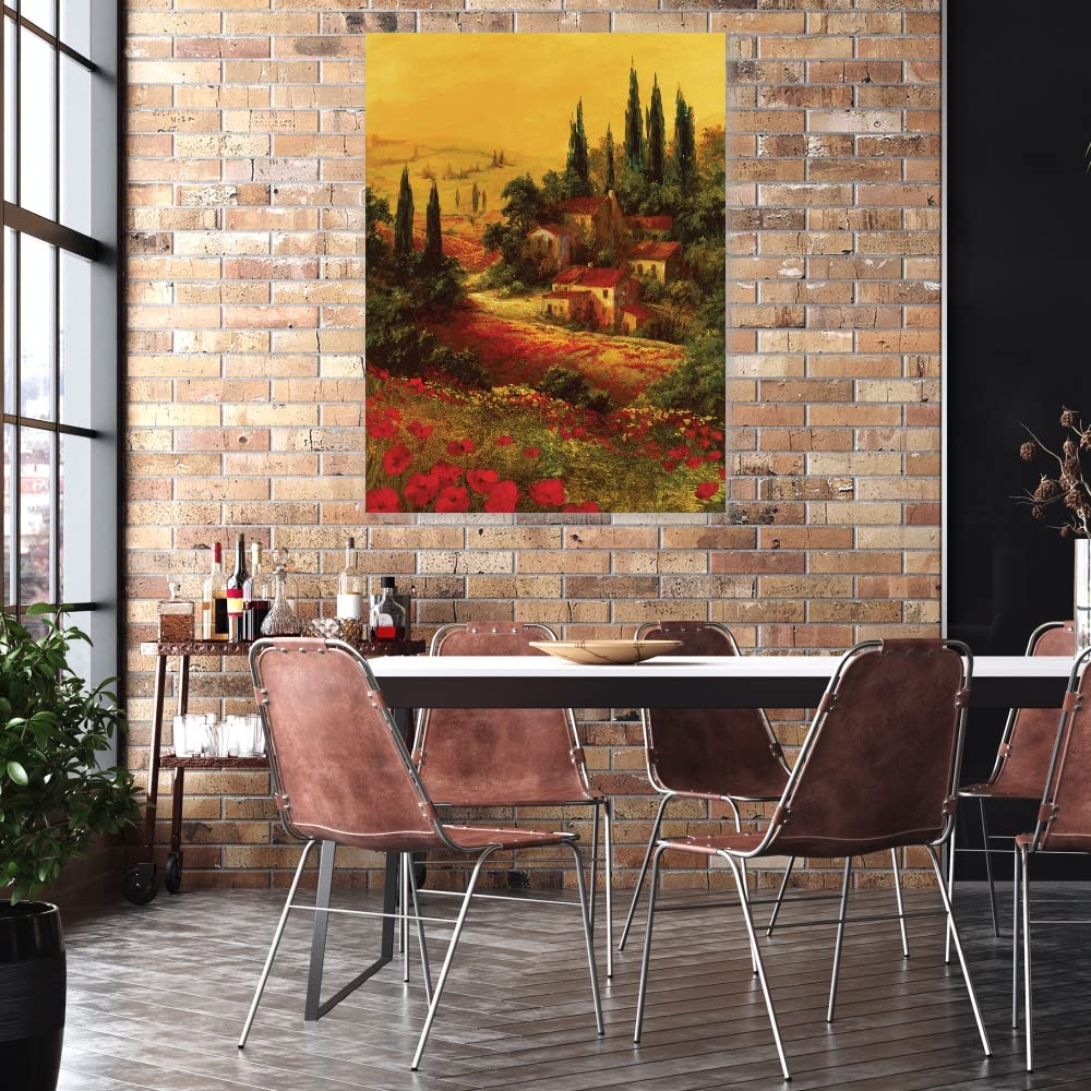Fine Art Canvas Toscano Valley Wall Decor by Artist Art Fronckowiak - Ready to Hang 32x43 inch - Elegant Canvas Painting for Living Room, Bedroom, Office & More - Perfect for Home Decor, Housewarming Gifts & Interior Design
