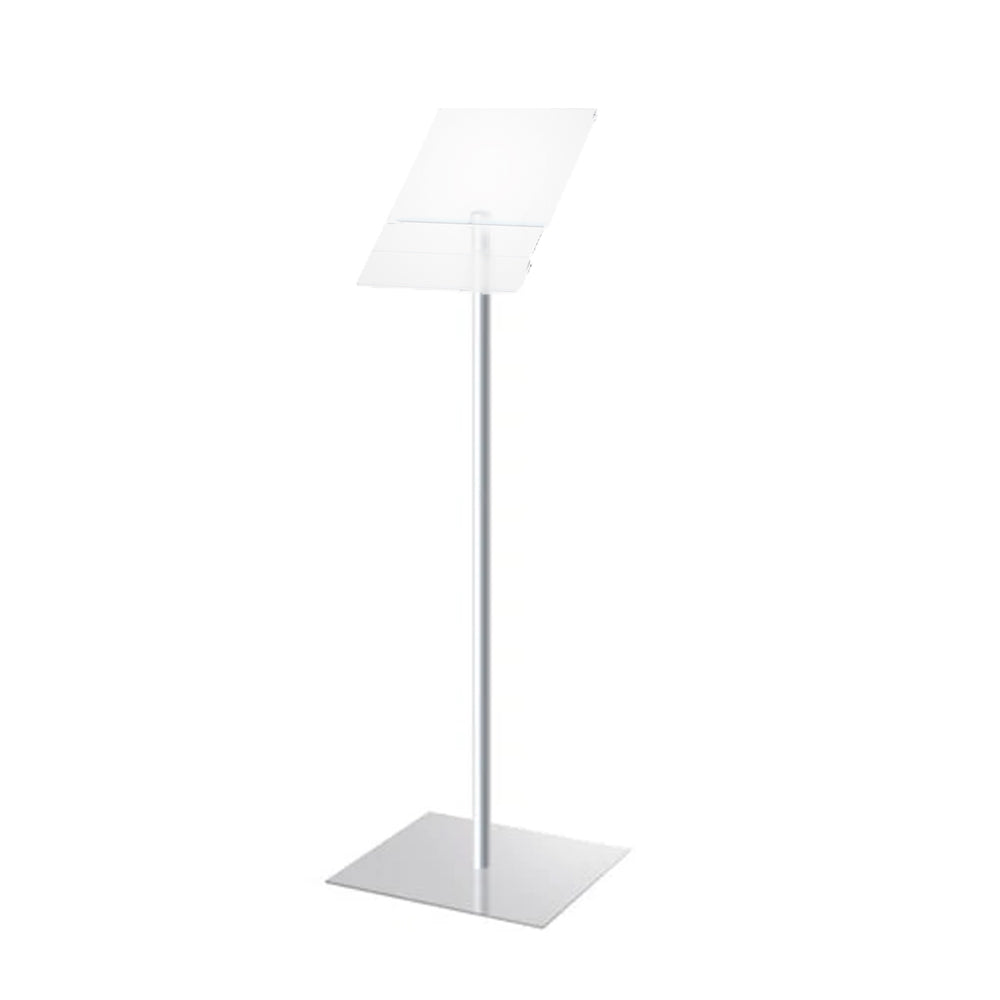 Angled Acrylic Sign Holder for 8.5x11 Messages - Adjustable Floor Stand with Steel Base (26-50