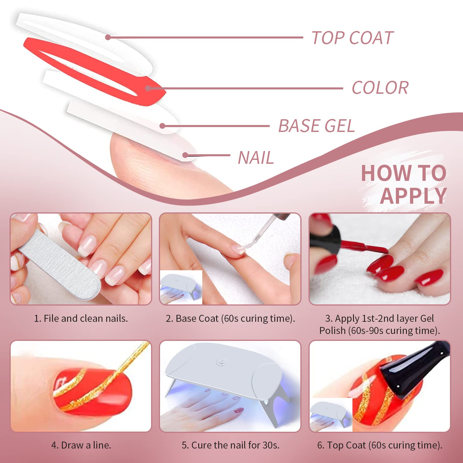 VidaRosa 25 Colors Gel Nail Polish - 3D Nail Art Pen for DIY & Salon Manicure