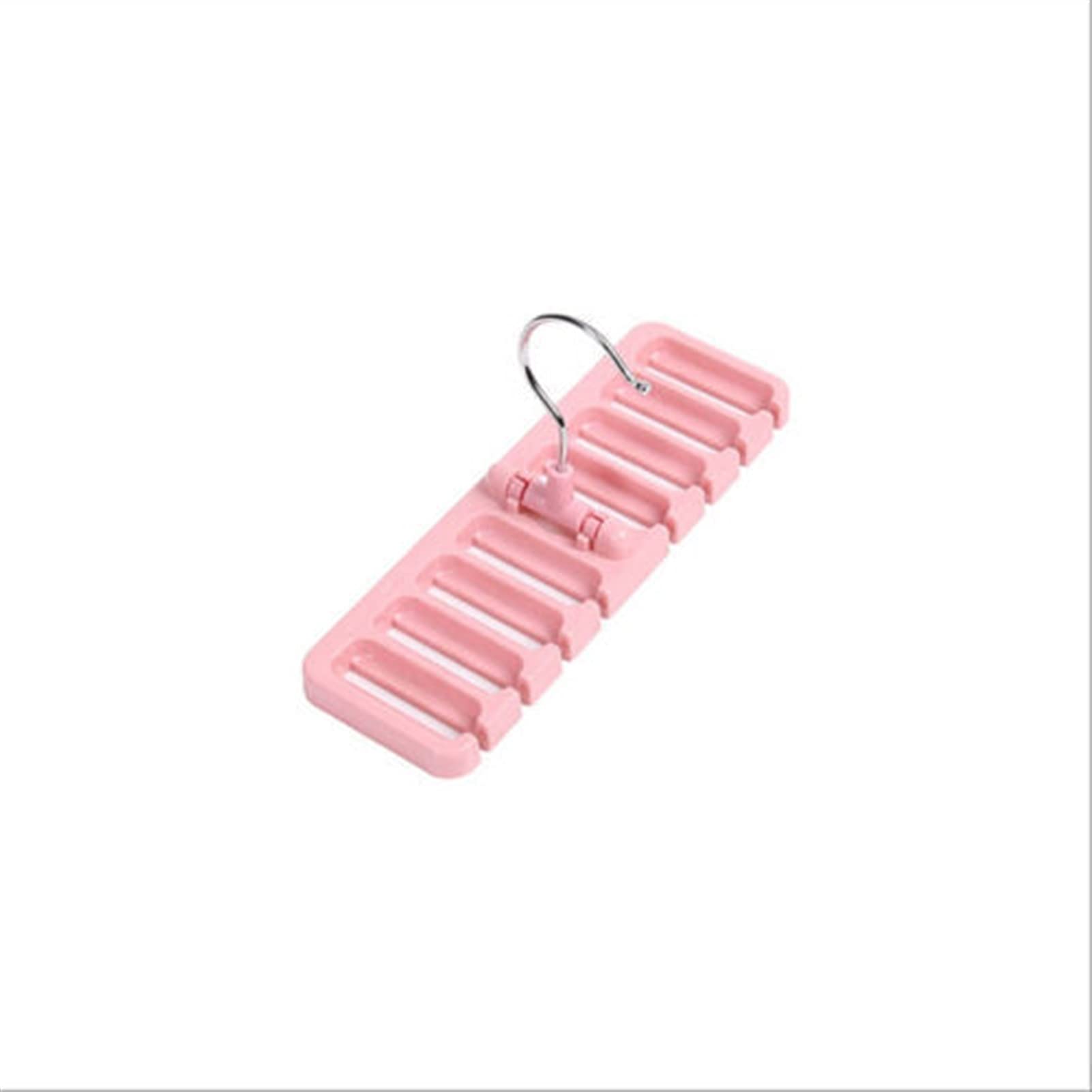 FJX Space Saving Rotating Clothes Hangers - Plastic Storage Rack for Ties, Belts, Scarves & Bras | Closet Organizer with Hooks | Pink | Perfect for Small Closets, Dorm Rooms & Travel Organization