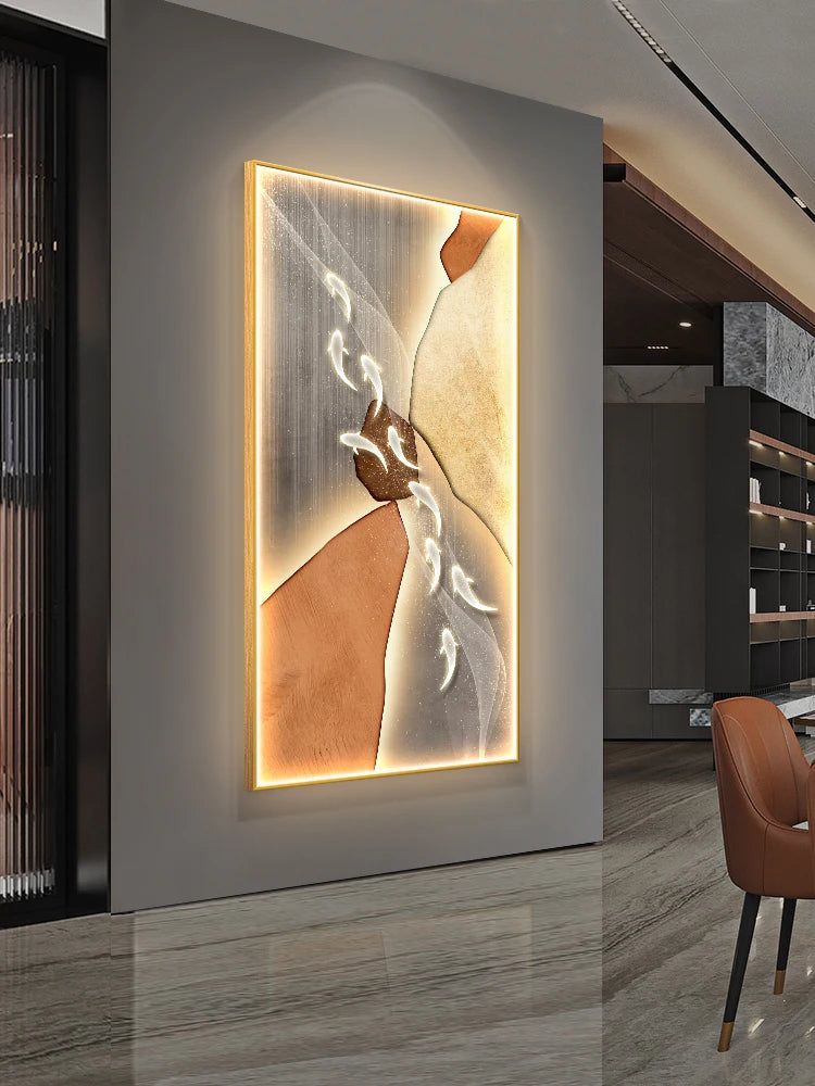 Beautiful Koi Fish LED Wall Art for Porch Decor - Energy-Efficient Outdoor Lighting for Garden, Patio, and Home Entrance