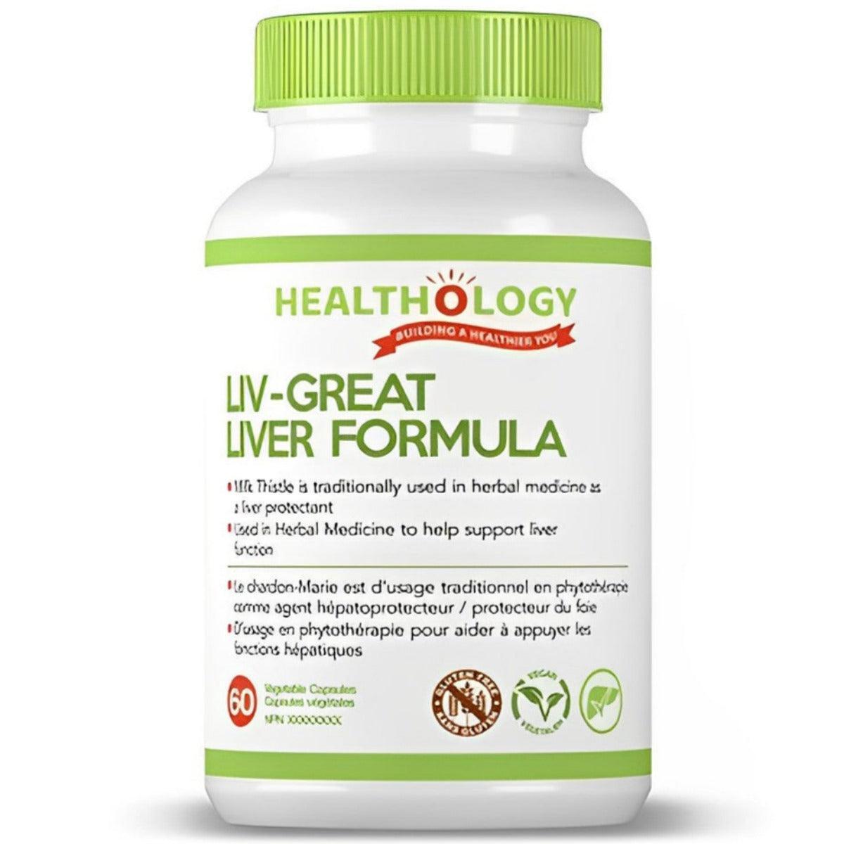 Healthology Liv Great Liver Formula - 60 Veggie Caps for Liver Detox & Support | Herbal Supplement for Digestive Health & Cleansing | Perfect for Daily Wellness Routine
