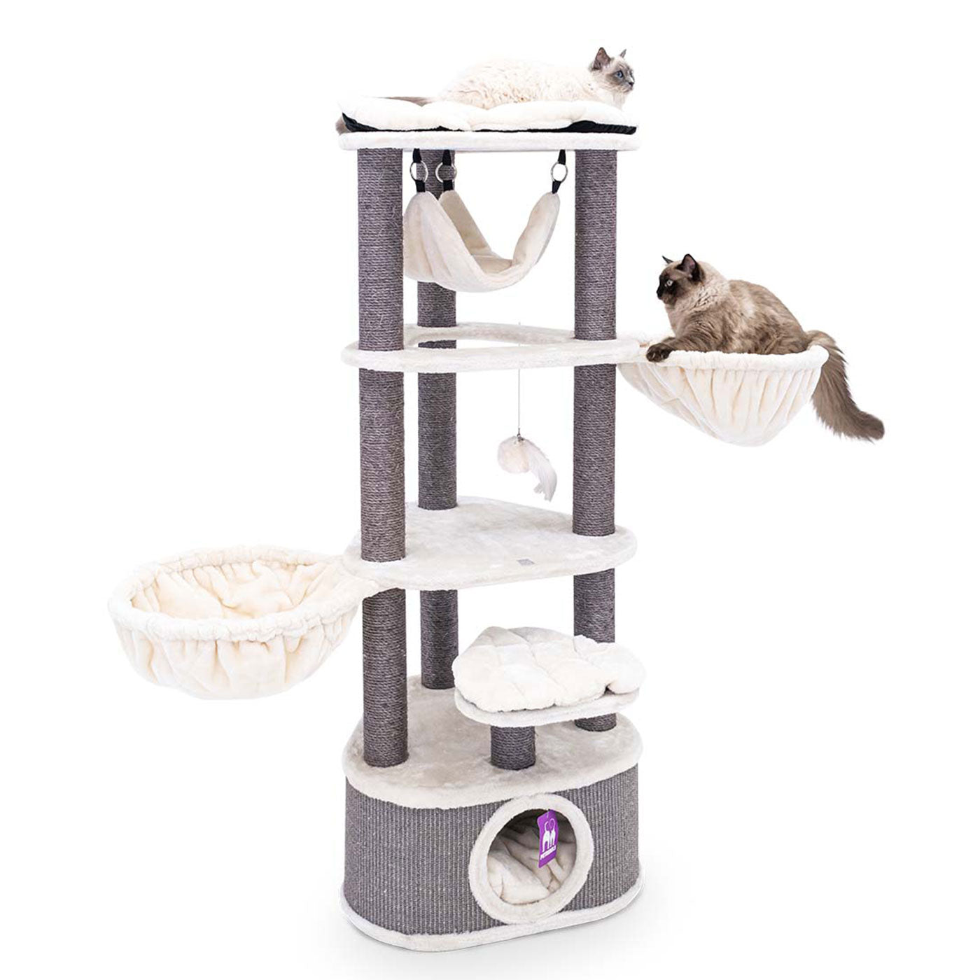 Premium 160cm Cat Tree for Large Cats - Kings & Queens Catharina Cat Tower with Scratching Posts & Perches - Perfect for Indoor Play, Climbing & Relaxation