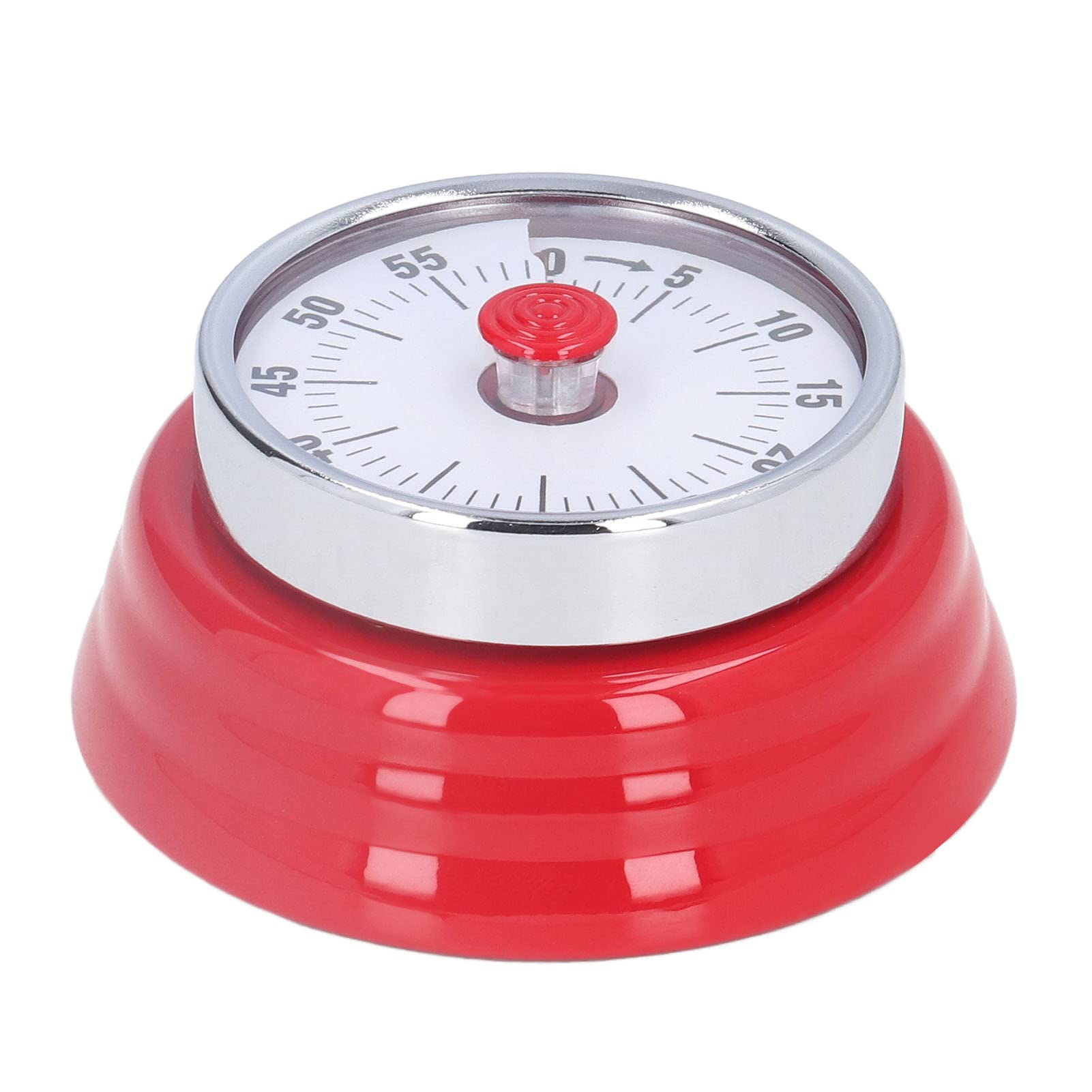 70dB Loud Mechanical Kitchen Timer - Portable, Multifunctional, Wall Mount & Magnetic Stainless Steel Retro Timer for Baking, Cooking, Steaming, BBQ - Perfect for Home Kitchen, Restaurant & Outdoor Use (Red)
