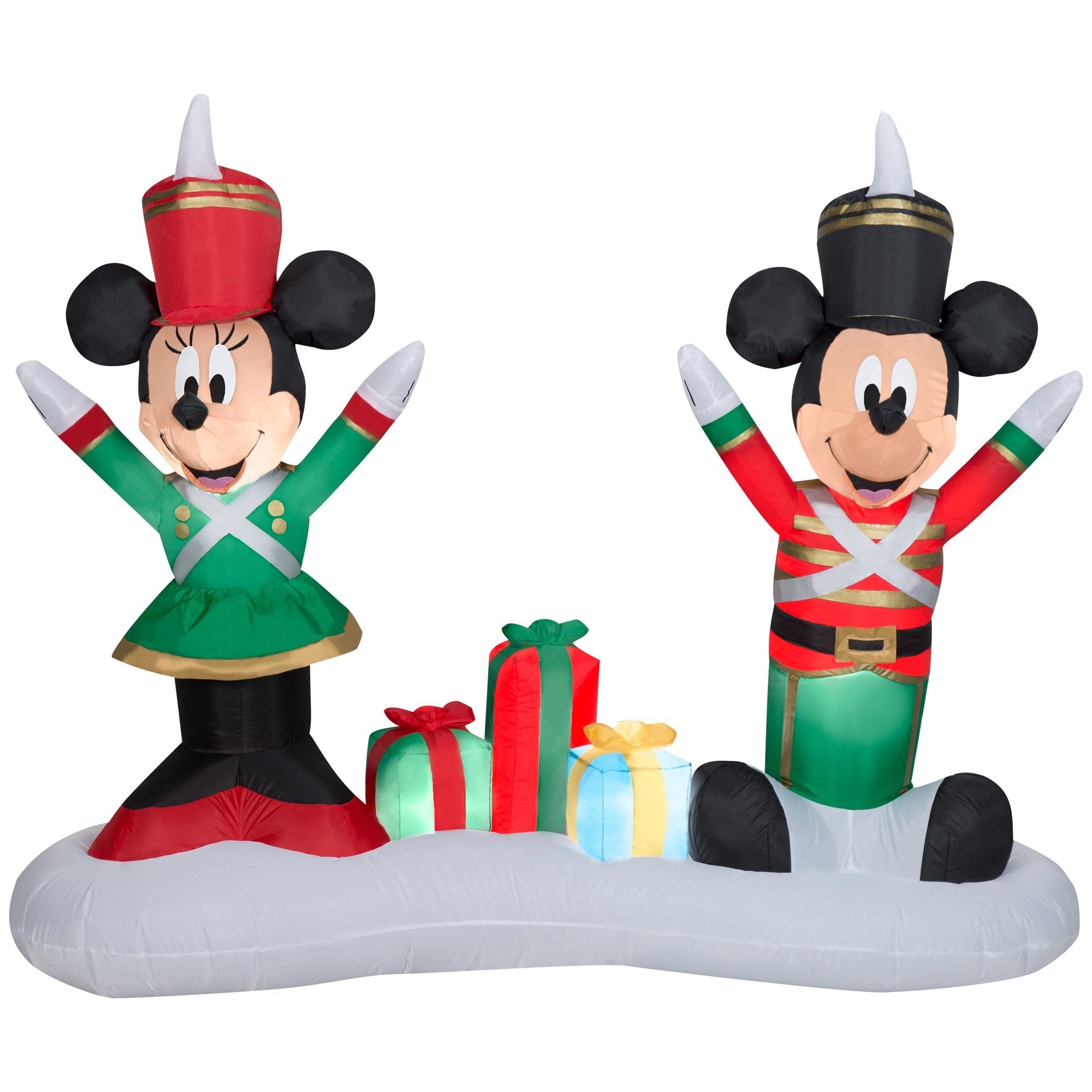 4.5' Airblown® Mickey Mouse and Minnie Mouse Christmas Inflatable Decor - Toy Soldier Design for Holiday Yard Decoration & Outdoor Party Decorations