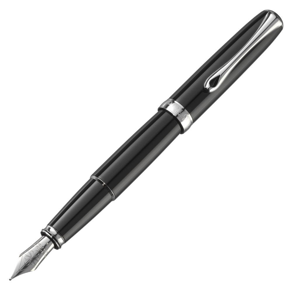 Premium Diplomat Excellence A2 Fountain Pen with Steel Extra Fine Nib - Elegant Black Lacquer for Writing, Calligraphy & Gift Giving - Perfect for Professionals, Students & Collectors