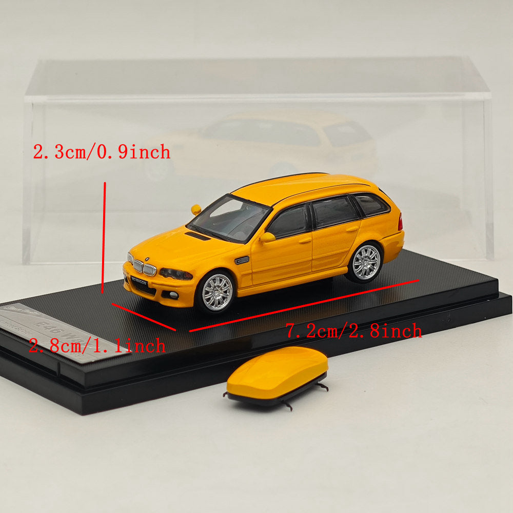 1:64 Scale Stance Hunters E46 Wagon Diecast Model Car - Limited Edition Collectible Yellow BMW - Perfect for Car Enthusiasts, Display & Gift Giving