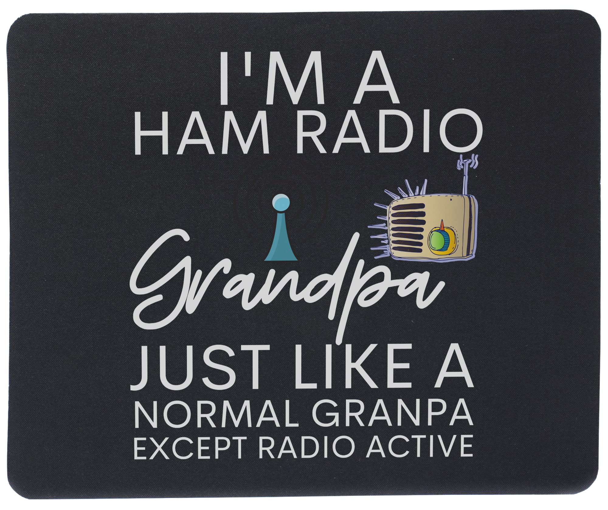 Funny Lazy Ham Radio Operator T-Shirt Design Mousepad - 9.25 x 7.75 Inch Black Office Mouse Mat for Amateur Radio Enthusiasts & Grandpa Gifts - Perfect for Computer Workstations, Gaming Setups & Radio Shacks