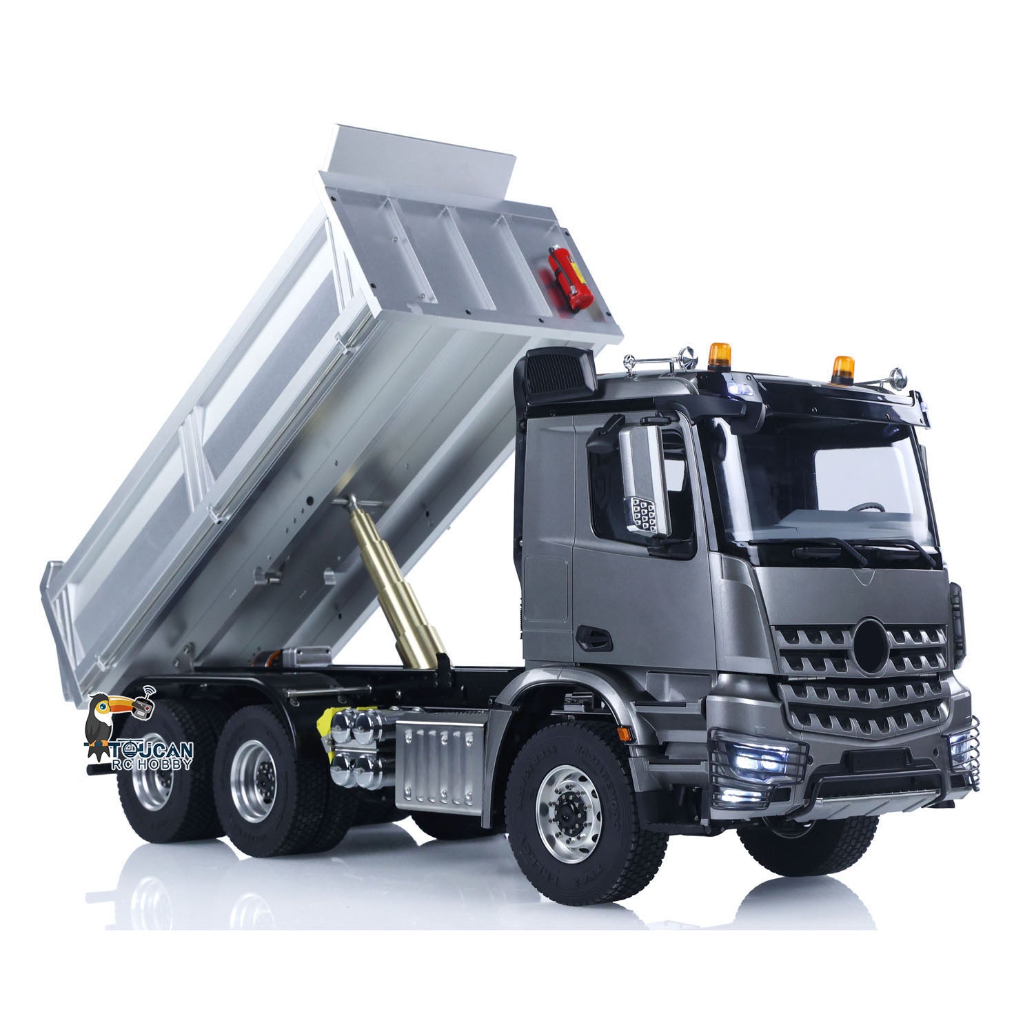 1/14 Scale RC Hydraulic Dumper Truck - 2-Speed Metal Chassis Tipper Model Car with Light & Sound - US Stock - Perfect for Construction Site Simulation and RC Hobby Enthusiasts