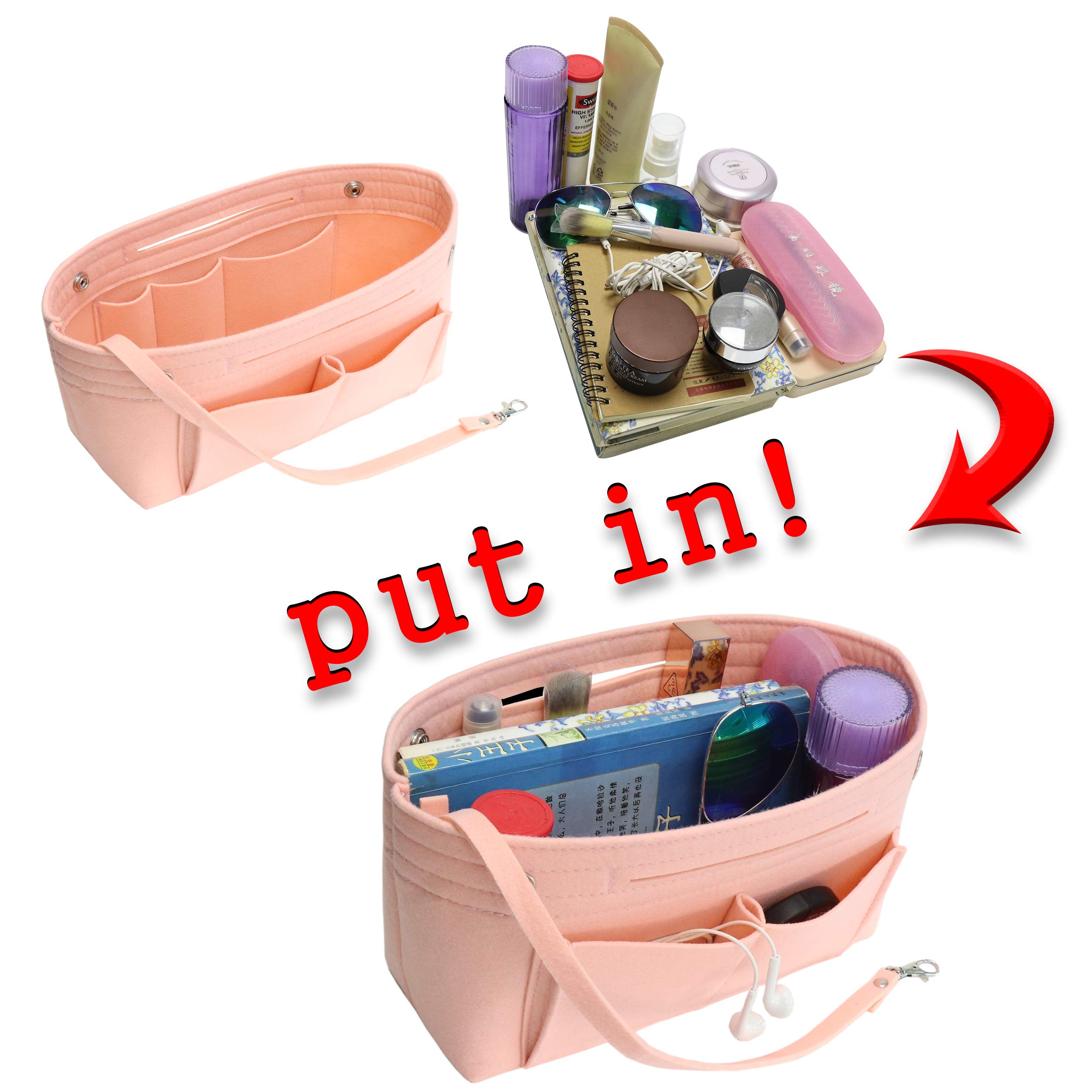 MISIXILE Felt Purse Organizer Insert - Handbag & Tote Bag Organizer for Speedy Neverfull Bags with Handles & Keychain - Perfect for Travel, Work & Daily Organization