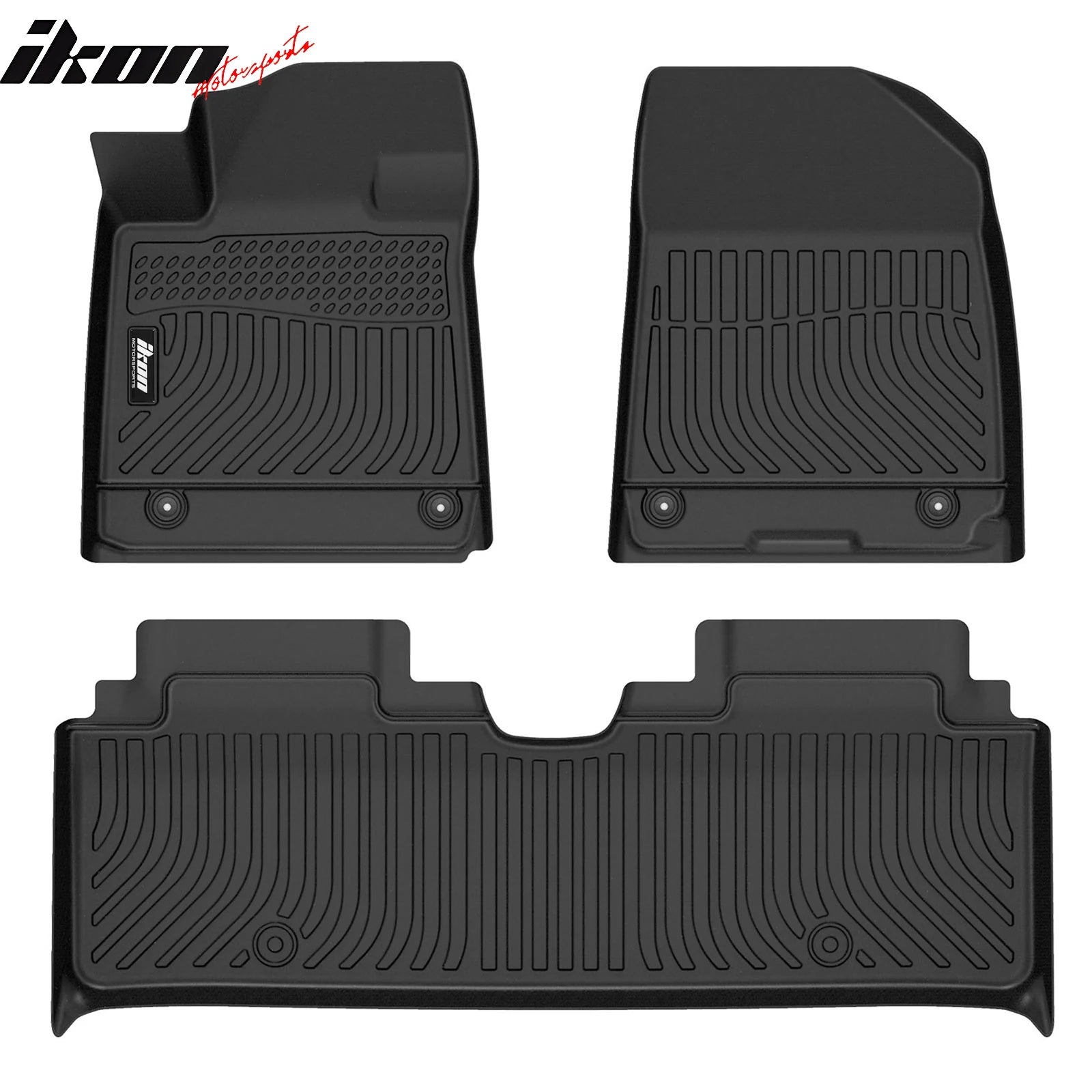 IKON 3D Molded All-Weather Floor Mats for 2023-2025 Hyundai Ioniq 6 - Premium TPE Thermo Plastic Elastomer Car Floor Liners (3-Piece Set, Black) - Front & Rear Seat Protection for Daily Commute, Road Trips & Winter Driving