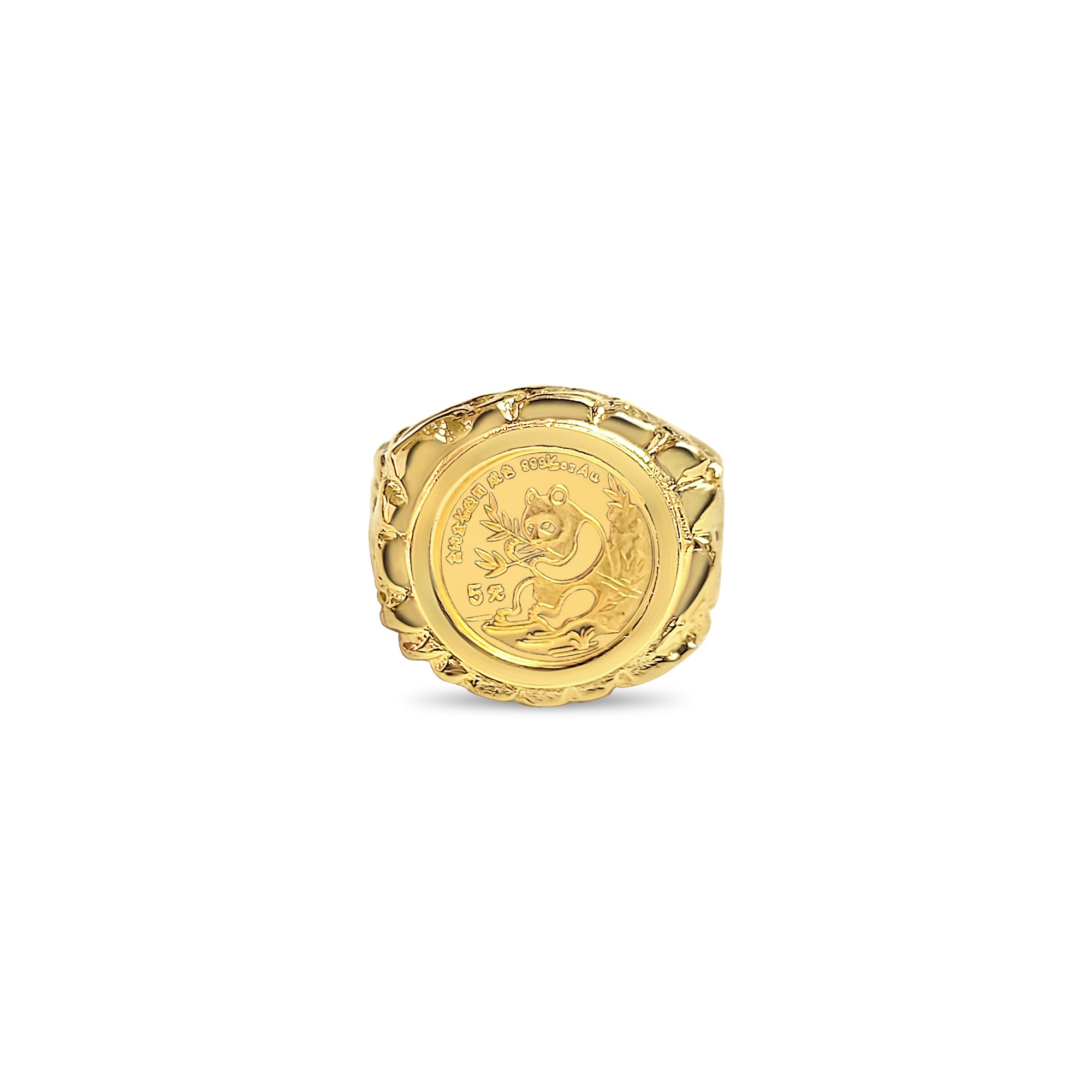 1991 China Panda Gold Coin Ring - 1/20 oz .999 Fine Silver Collectible Jewelry for Men & Women | Perfect Gift for Coin Collectors, Anniversary & Special Occasions