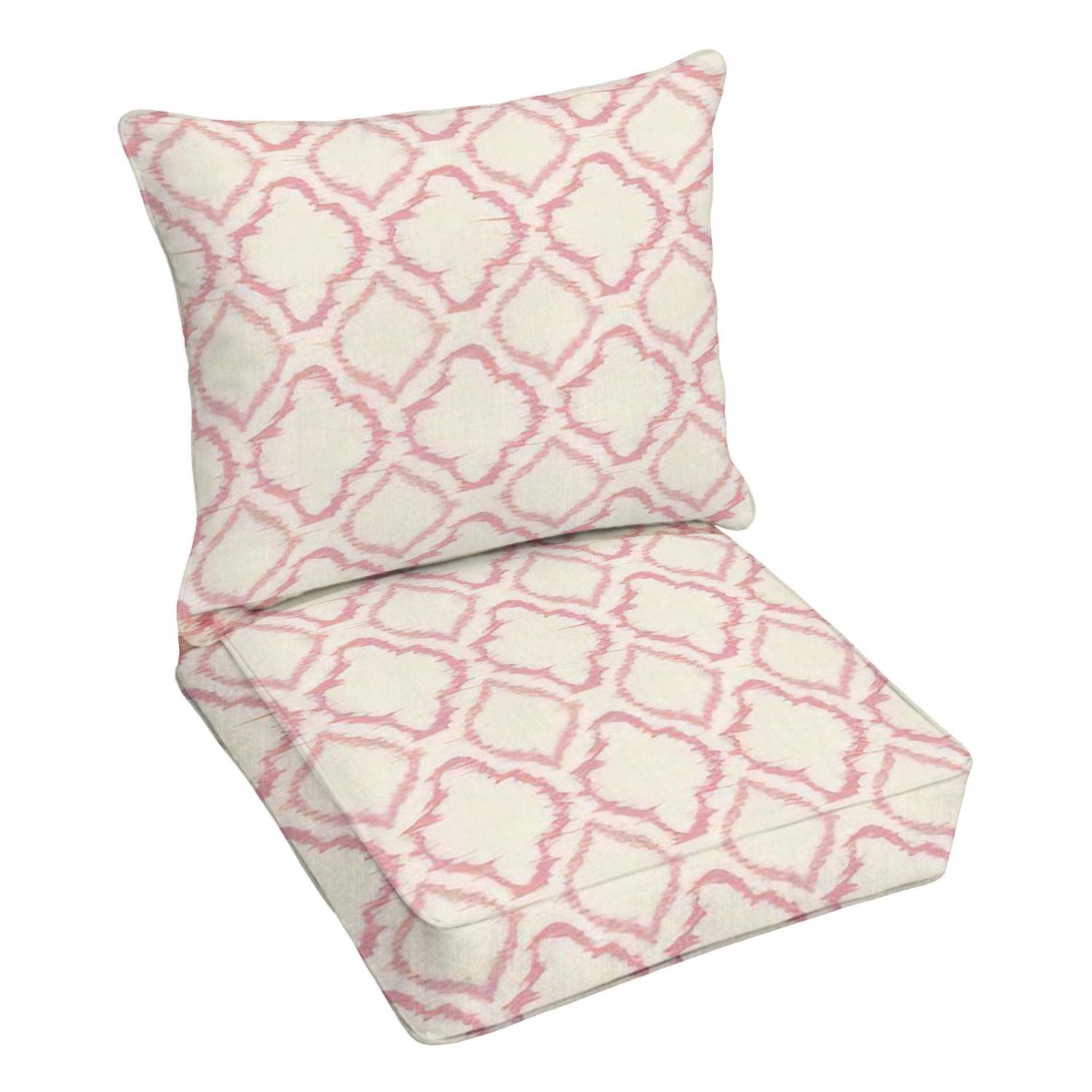 Premium Outdoor Deep Seating Cushion Set - Seamless Ikat Design Fabric Prints for Patio Lounge Chairs | Water-Resistant & Durable Replacement Cushions | Perfect for Backyard, Poolside & Garden Relaxation