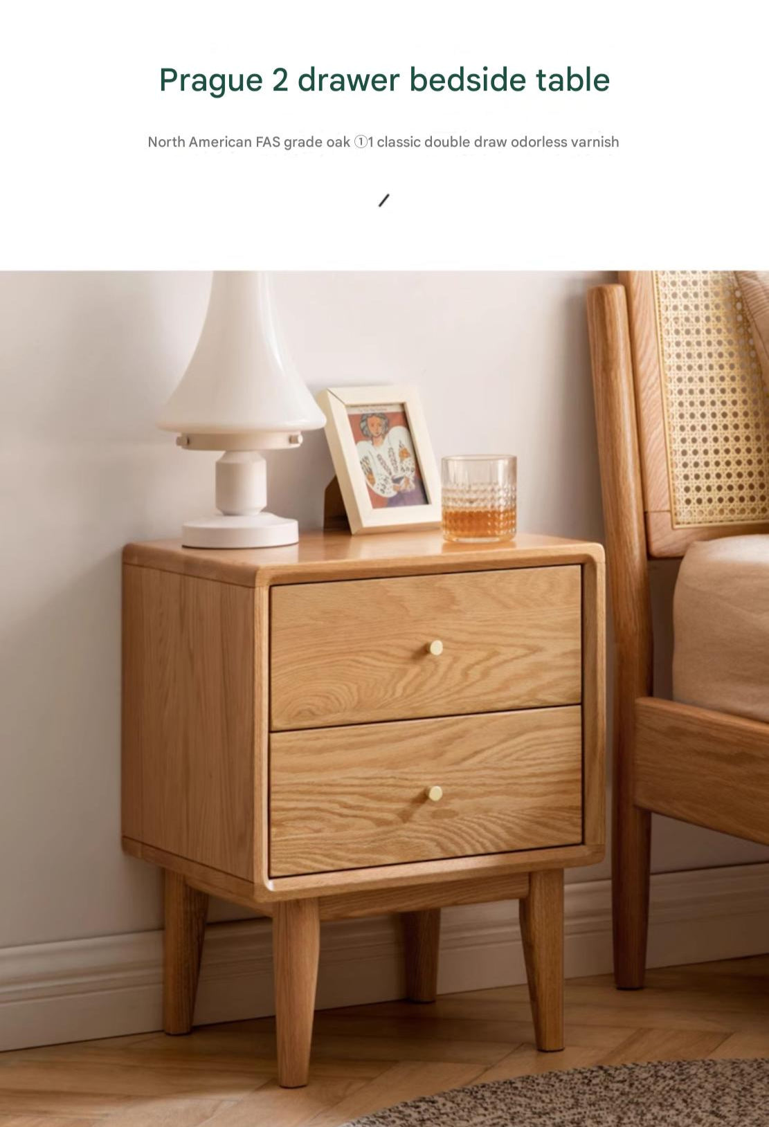 Solid Oak Wood Nightstand - Sturdy Bedside Table with Drawer for Bedroom, Living Room, or Office - Perfect for Storage & Decor