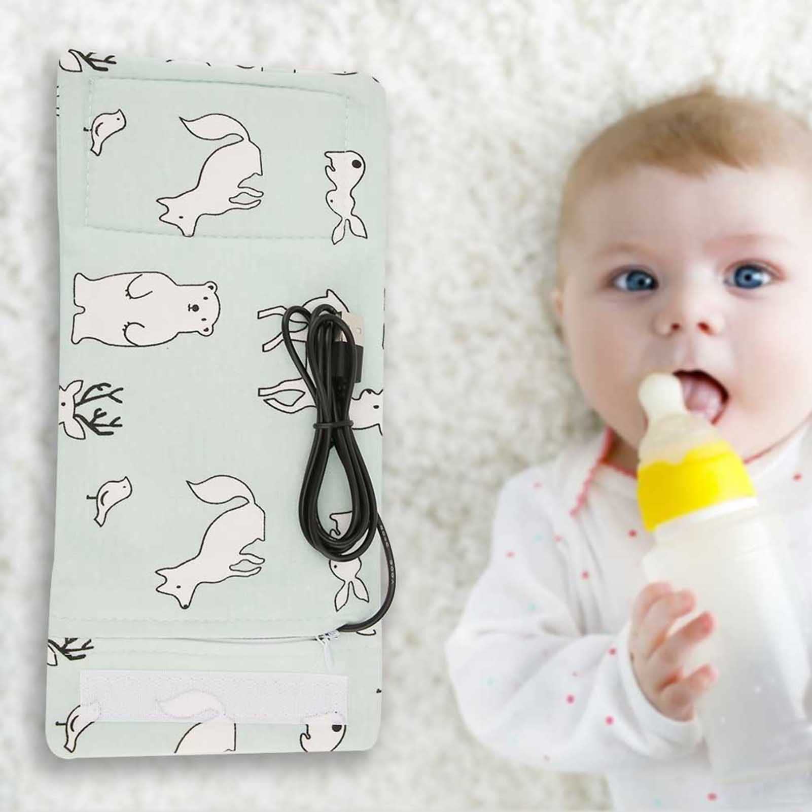 GOTOTOP USB Baby Bottle Warmer Bag - Portable Insulated Cooler Case for Milk, Formula & Drinks - Bear Design - Perfect for Travel, Outings & On-the-Go Parents
