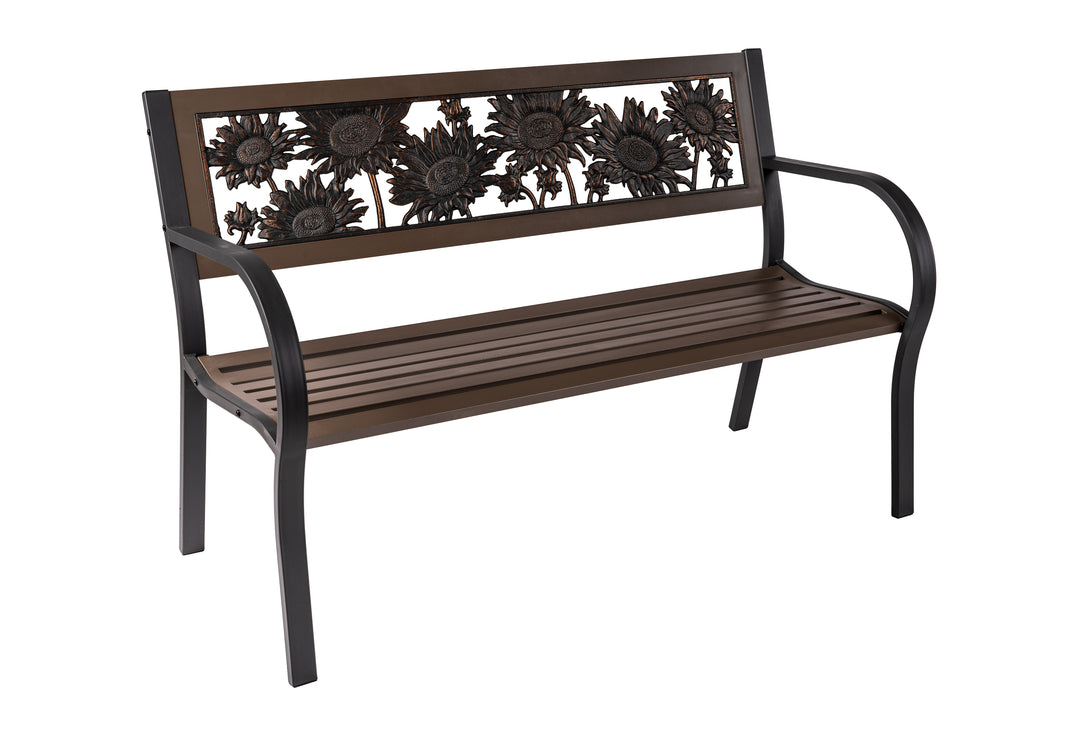 Two Tone Tube Steel Sunflower Bench - Durable Outdoor Garden Bench for Patio, Yard, and Park - Perfect for Relaxing and Decorating Your Outdoor Space