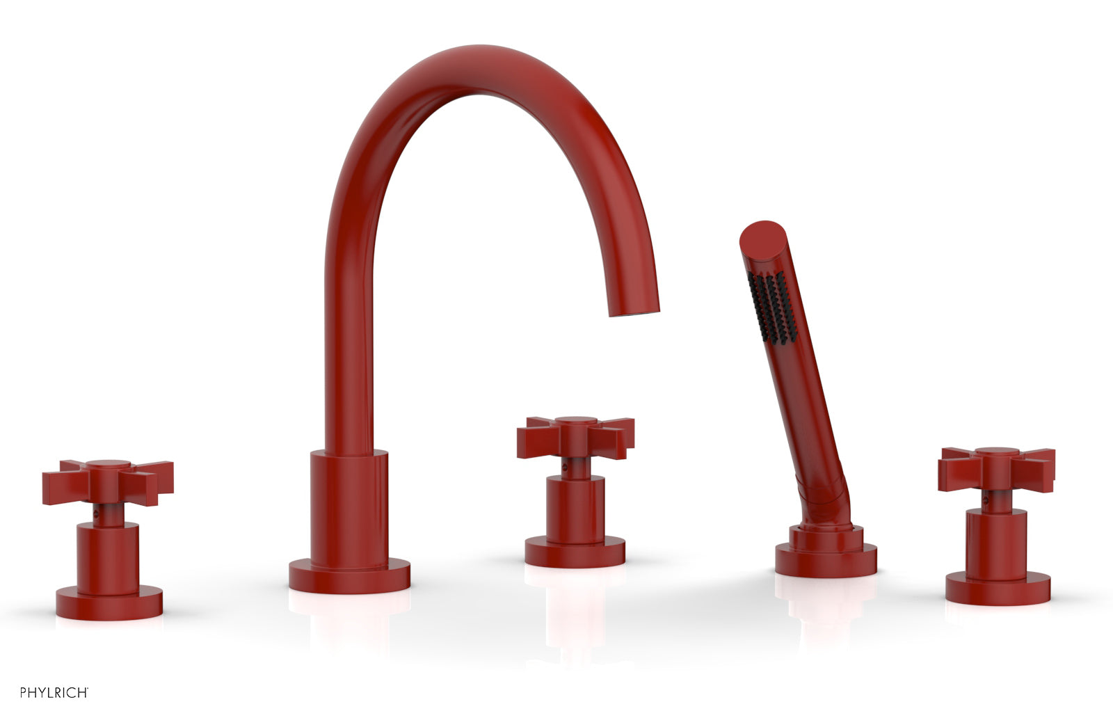 Premium Deck Tub Set with Hand Shower - Durable Blade Cross Handles (Model D2137C1) for Outdoor Bathing & Relaxation in Gardens, Patios or Poolside Areas