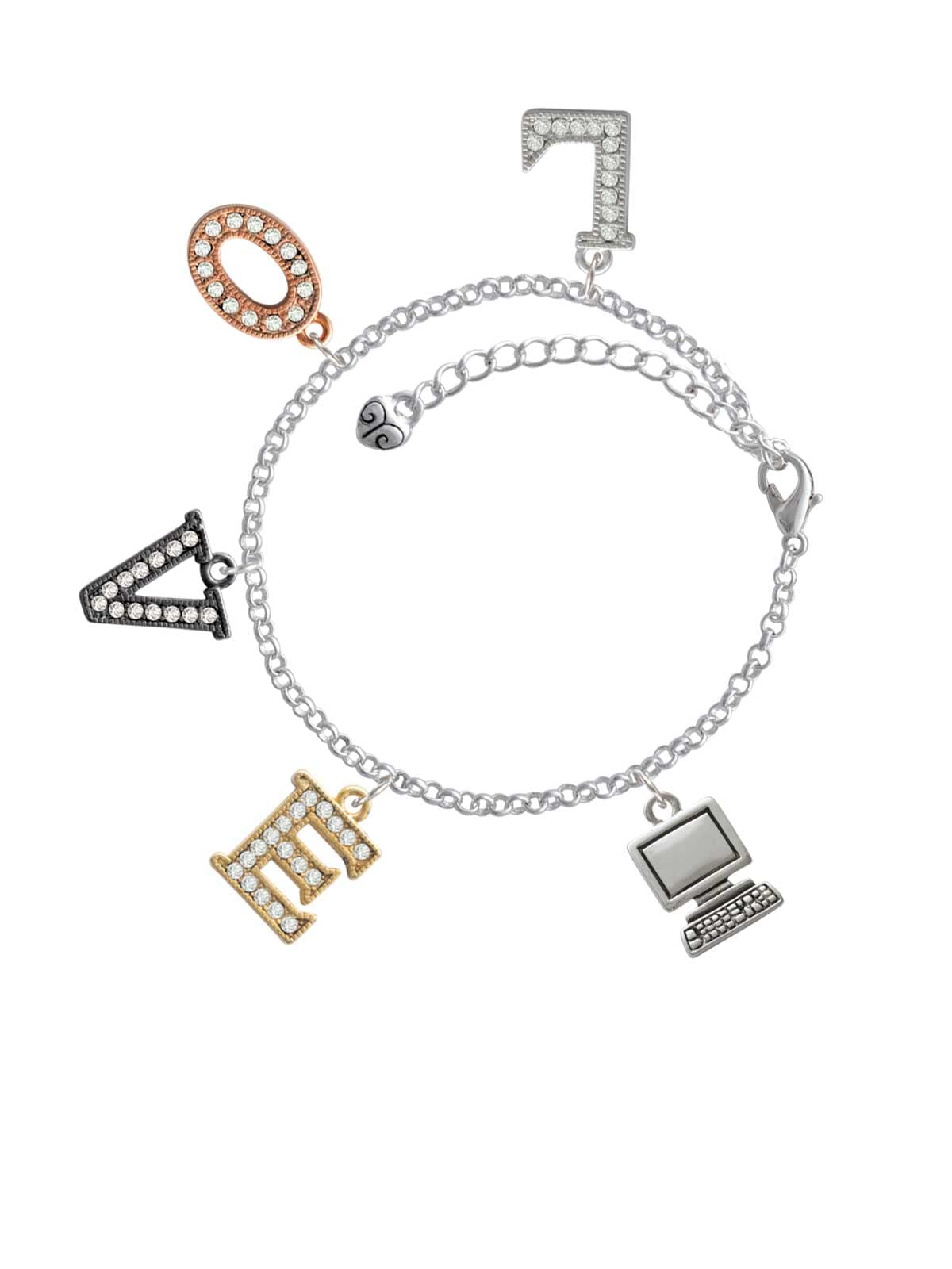 Delight Jewelry Silver-Tone Multi-Colored Crystal Love Charm Bracelet with 6+2 Inch Extender - Perfect for Everyday Wear, Gifts & Special Occasions