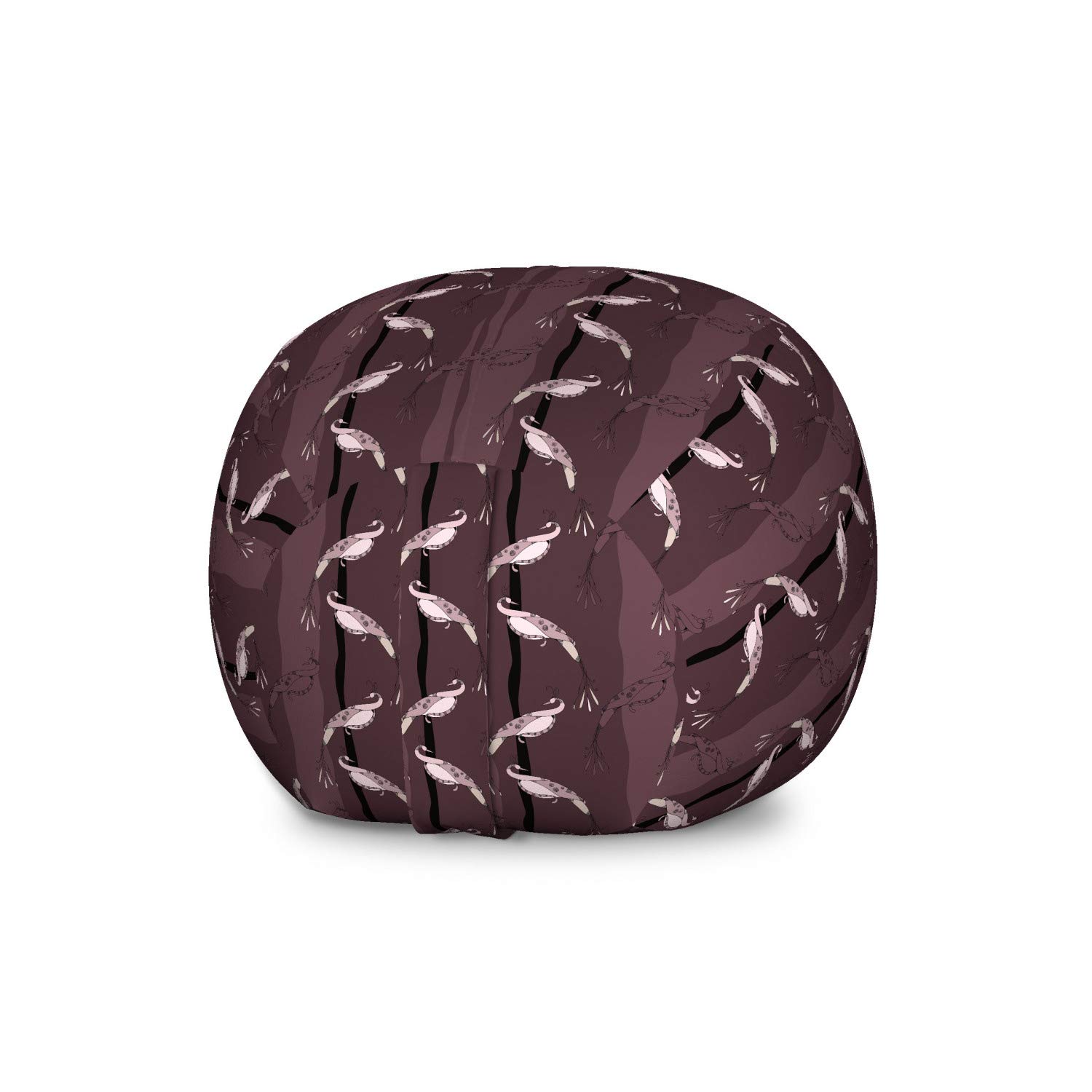 Ambesonne Peacock Pattern Washable Storage Toy Bag Chair - Large Stuffed Animal Organizer with Vertical Streaks Design in Warm Taupe Dark Mauve | Kids Room Decor, Playroom Storage, Nursery Organization