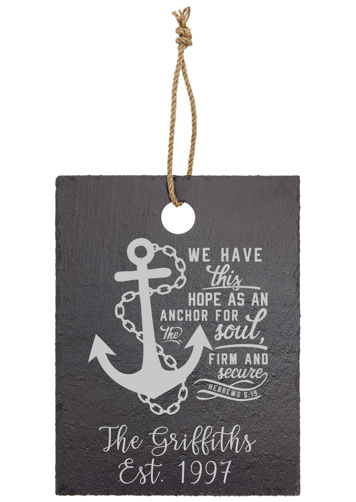 Personalized Engraved Slate Cutting Board with Anchor Design - Custom Anniversary & Wedding Gift for Couples, Bride & Groom - Unique Engagement Present - 11.5