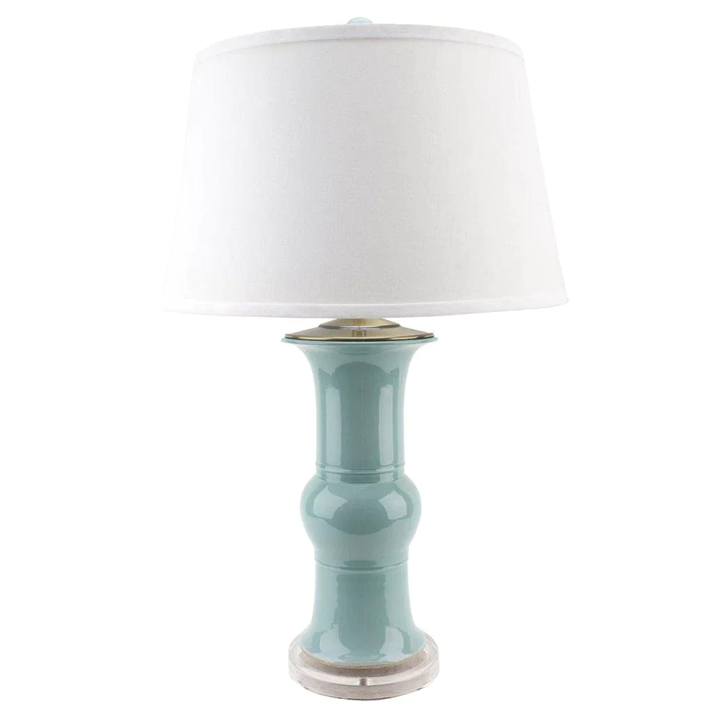 Elegant Blue Celadon Porcelain Vase Table Lamp - Handcrafted Home Decor for Living Room, Bedroom & Office Lighting