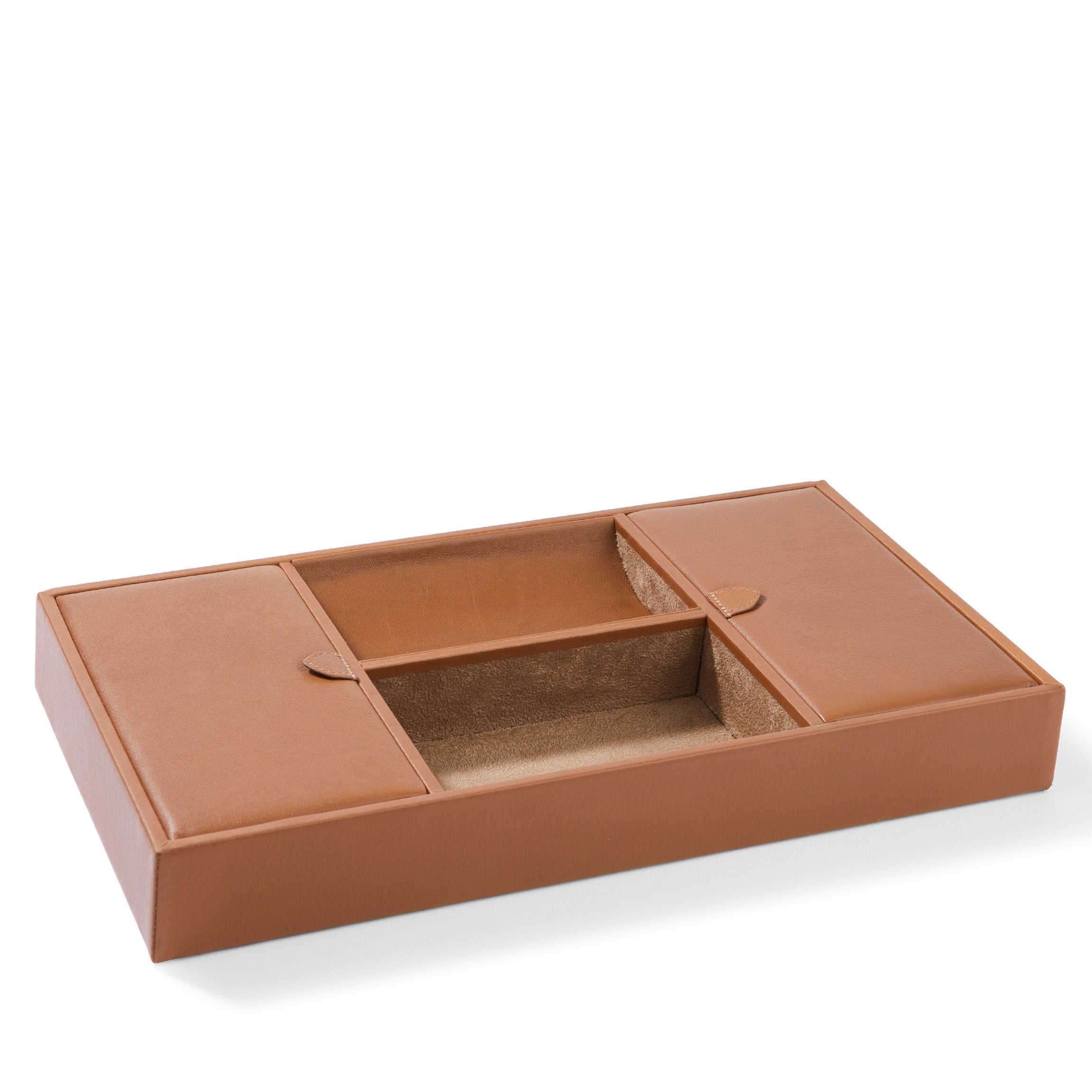Premium Cognac Valet Tray - Luxury Leather Organizer for Keys, Wallet & Watch - Perfect for Home, Office & Travel Accessories Storage
