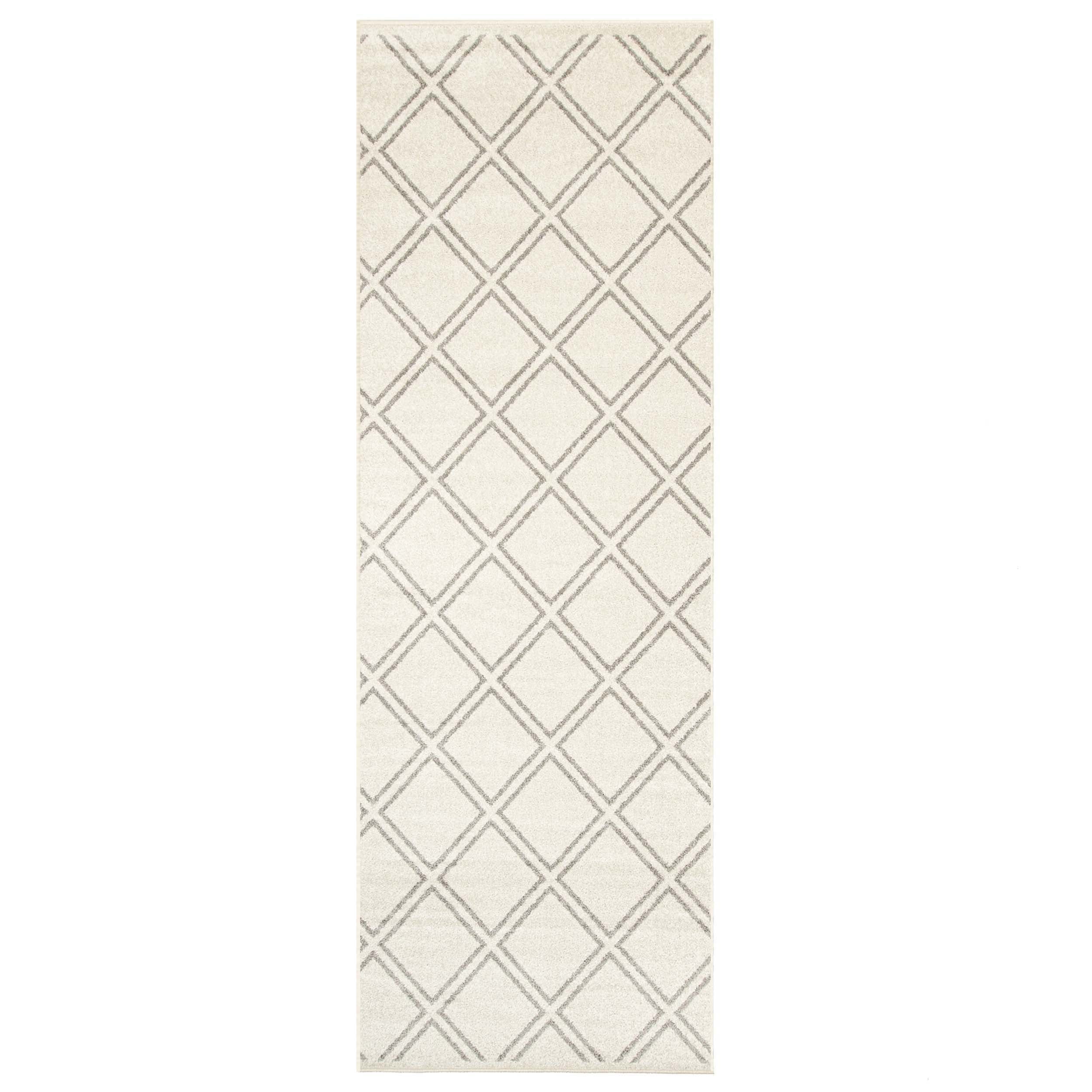 Hanleigh Diamond Geometric Lattice Indoor Area Rug - Non-Slip Modern Runner Rug for Living Room, Bedroom, Hallway - Soft & Durable Home Decor