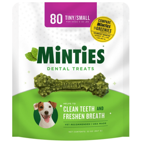 Minties Small Dental Bones for Dogs - Natural Teeth Cleaning Chews for Small Breeds - Freshens Breath & Reduces Plaque - Perfect for Daily Oral Care & Training Treats
